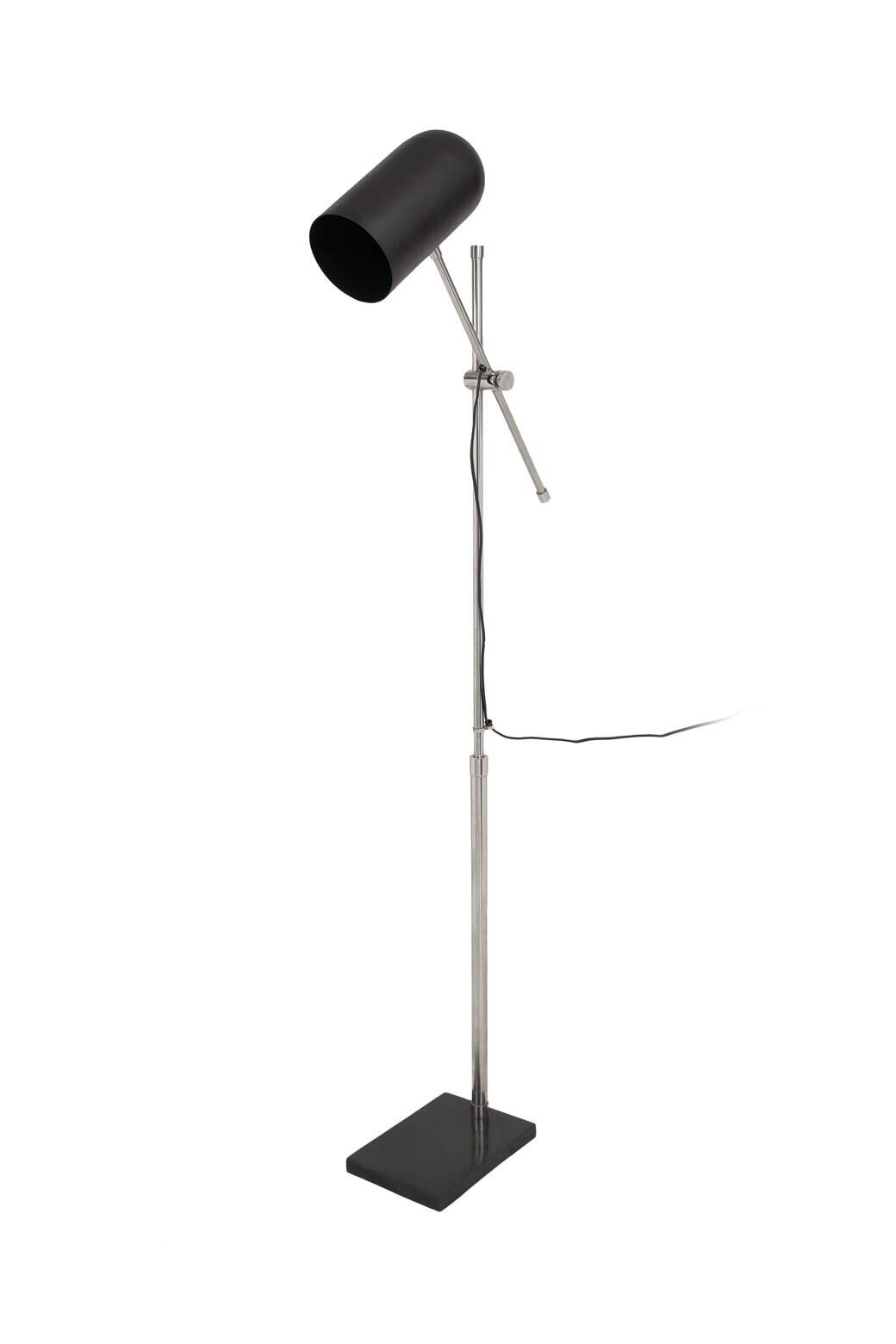 Kayoom Stehlampe schwarz silber Stahl Marmor Eisen B/H/L: ca. 18x138x58 cm E27 1 Brennstellen