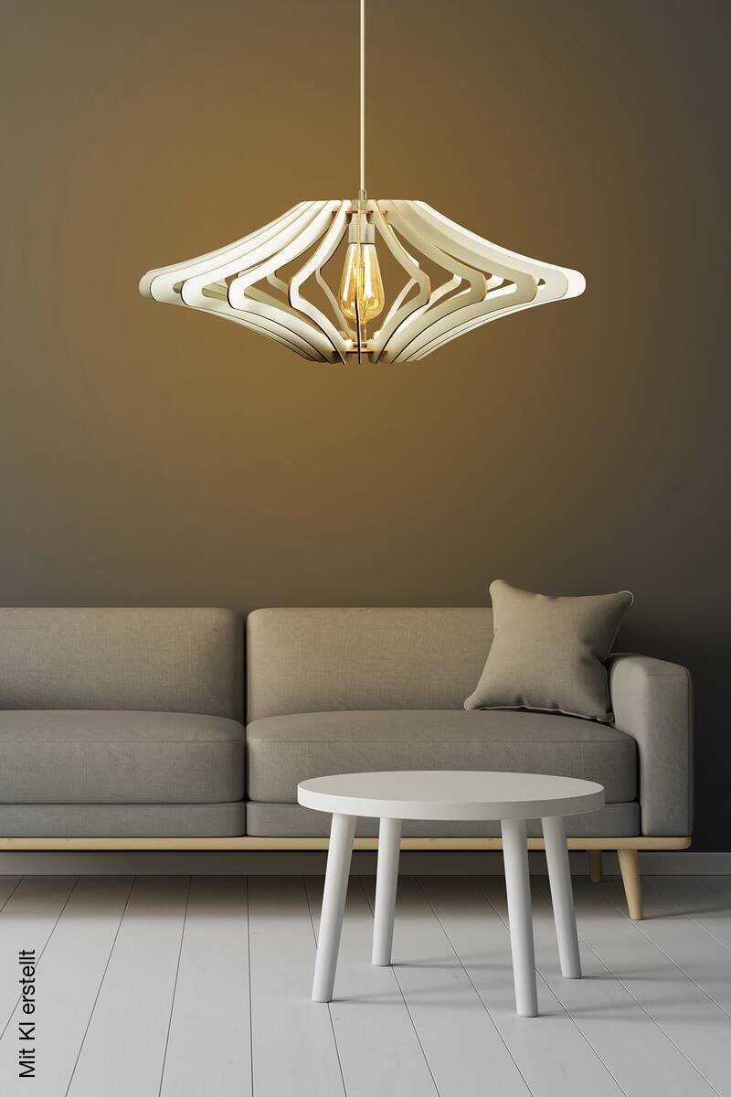 Opviq Pendelleuchte weiß MDF B/H/T/L/D: ca. 59x55x59x59x59 cm E27 1 Brennstellen