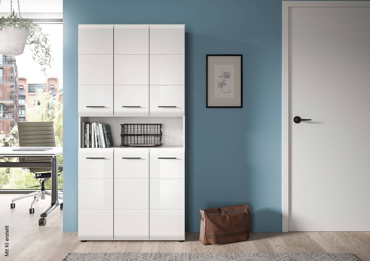Mehrzweckschrank Ice weiß weiß Hochglanz B/H/T: ca. 90x185x30 cm