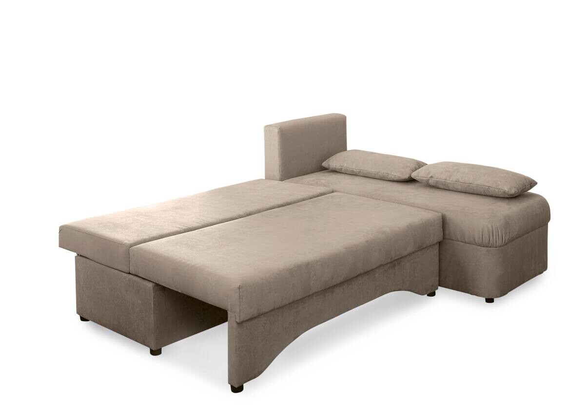 Ecksofa mit Bettfunktion und Bettkasten grau Microfaser B/H/T: ca. 191x70x142 cm