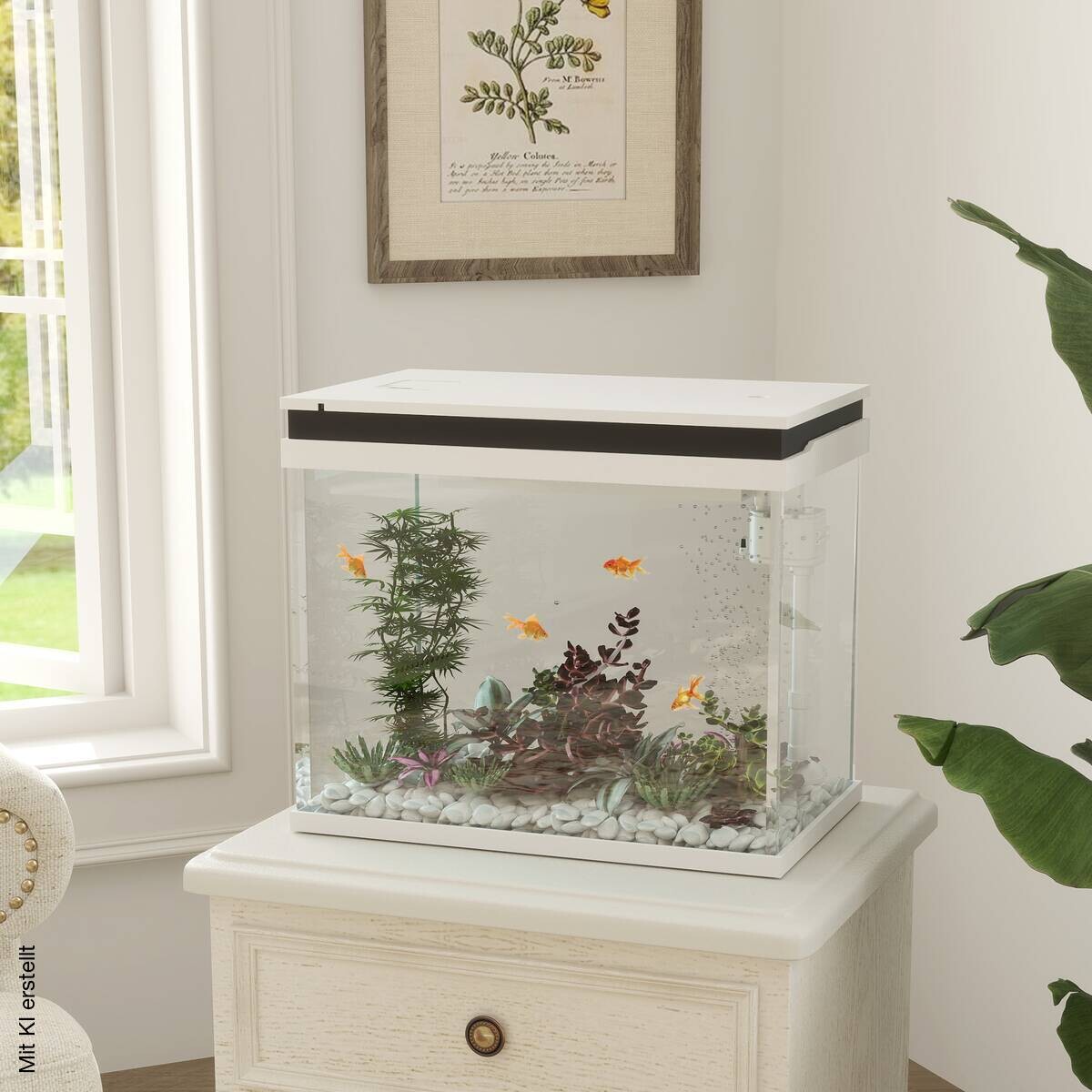 PawHut Aquarium weiß Glas B/H/L: ca. 30x41x48 cm