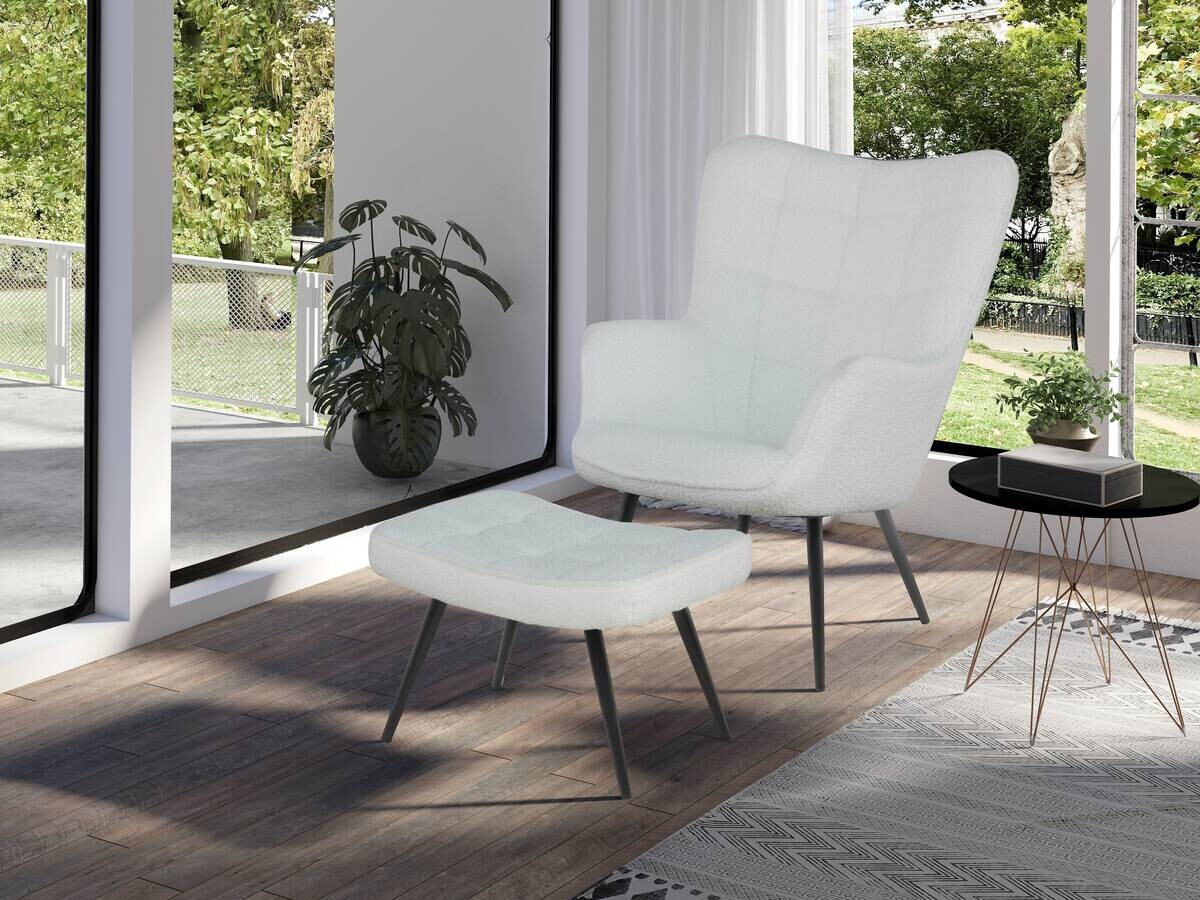 byLIVING Hocker UTA weiß Stoff B/H/T: ca. 72x97x80 cm