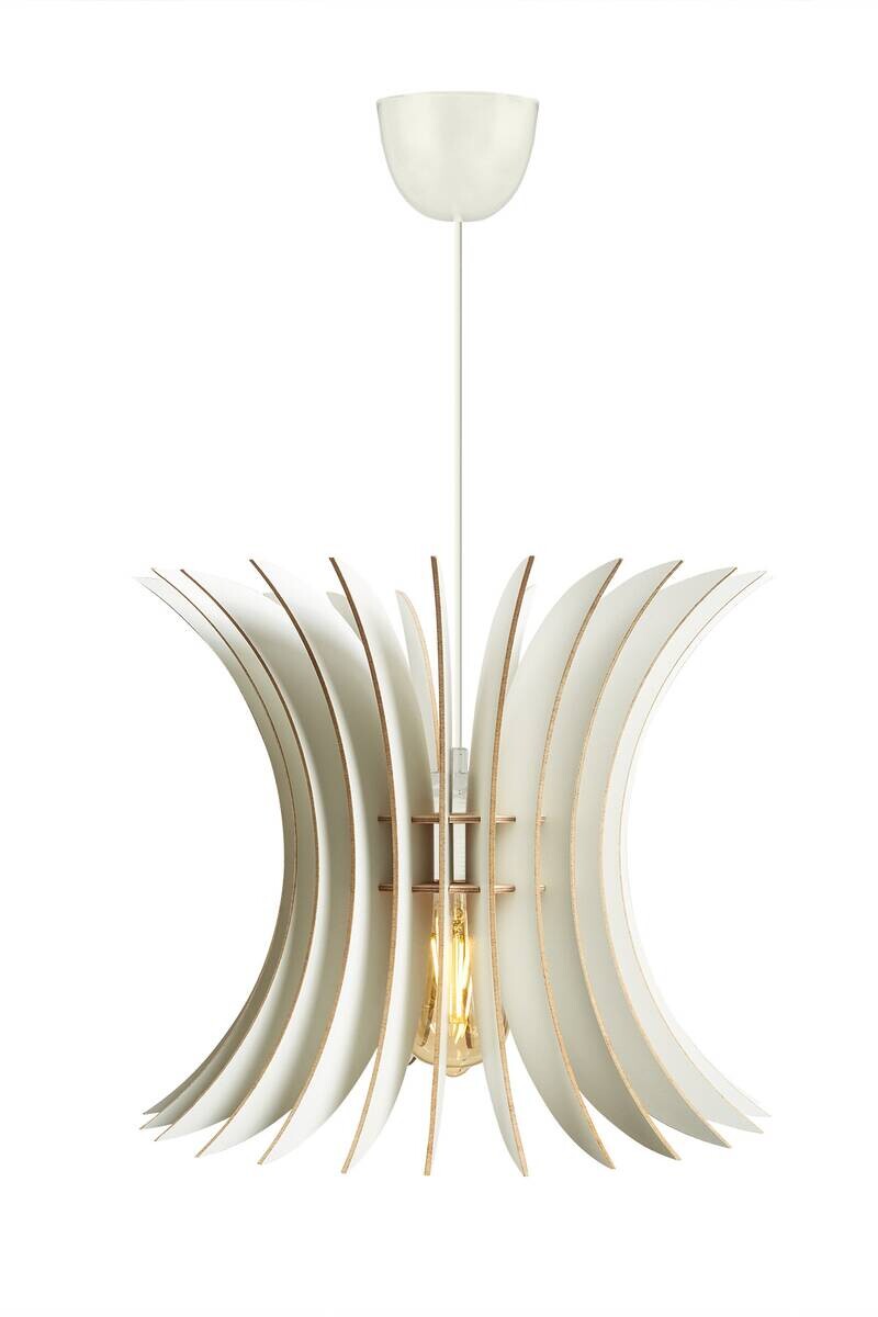 Opviq Pendelleuchte weiß MDF B/H/T/L/D: ca. 35x65x35x35x35 cm E27 1 Brennstellen