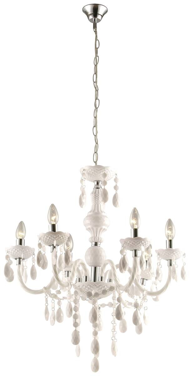 GLOBO Kronleuchter Cuimbra weiß Acryl Metall H/D: ca. 166x67 cm E14 6 Brennstellen