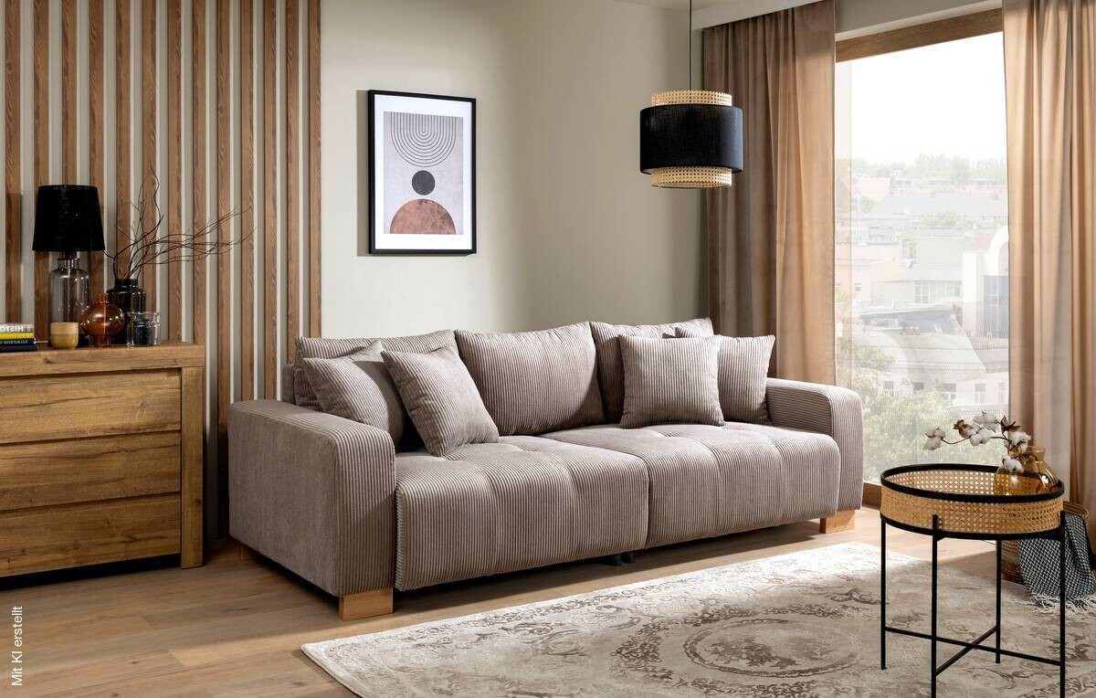 Big Sofa Alpha New dunkelbeige Microfaser B/H/T: ca. 244x85x112 cm | dunkelbeige | 244,00/85,00/112,00 cm