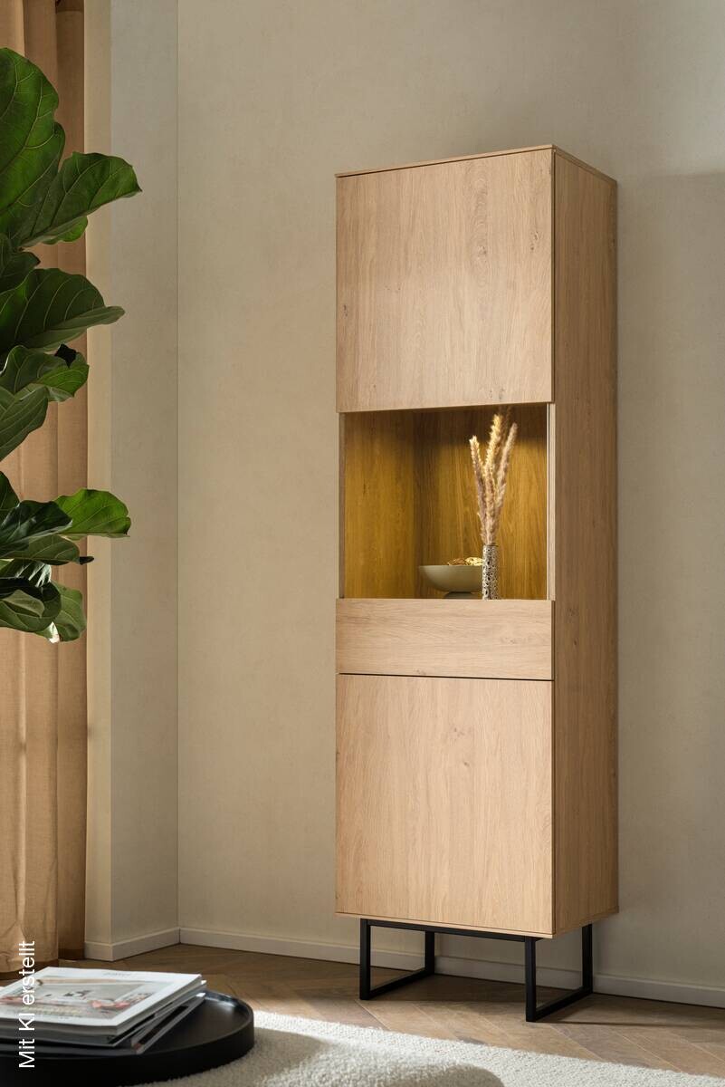 Vitrine Kalmar Oak Stone Nachbildung B/H/T: ca. 58x200x40 cm
