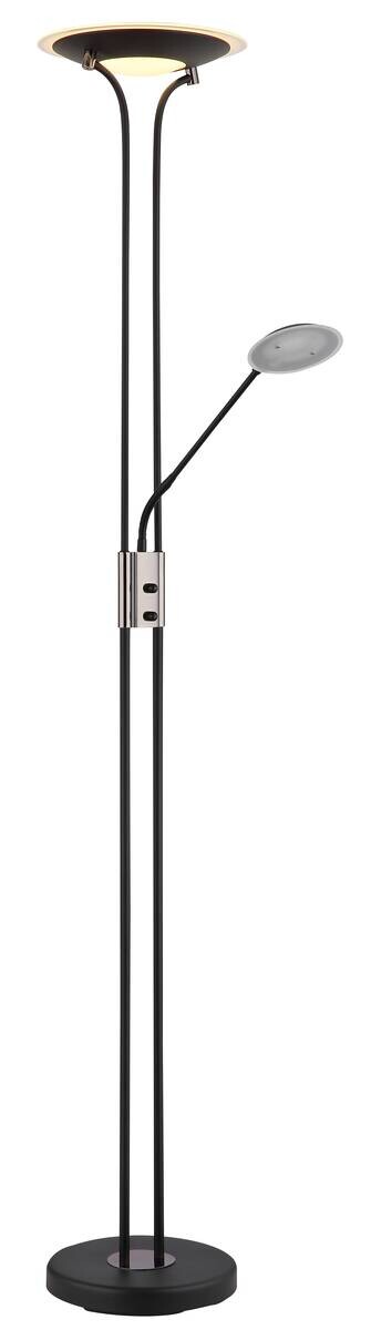 GLOBO Stehlampe mattschwarz Chrom Satiniert Glas Metall H/D: ca. 180x30 cm 2 Brennstellen
