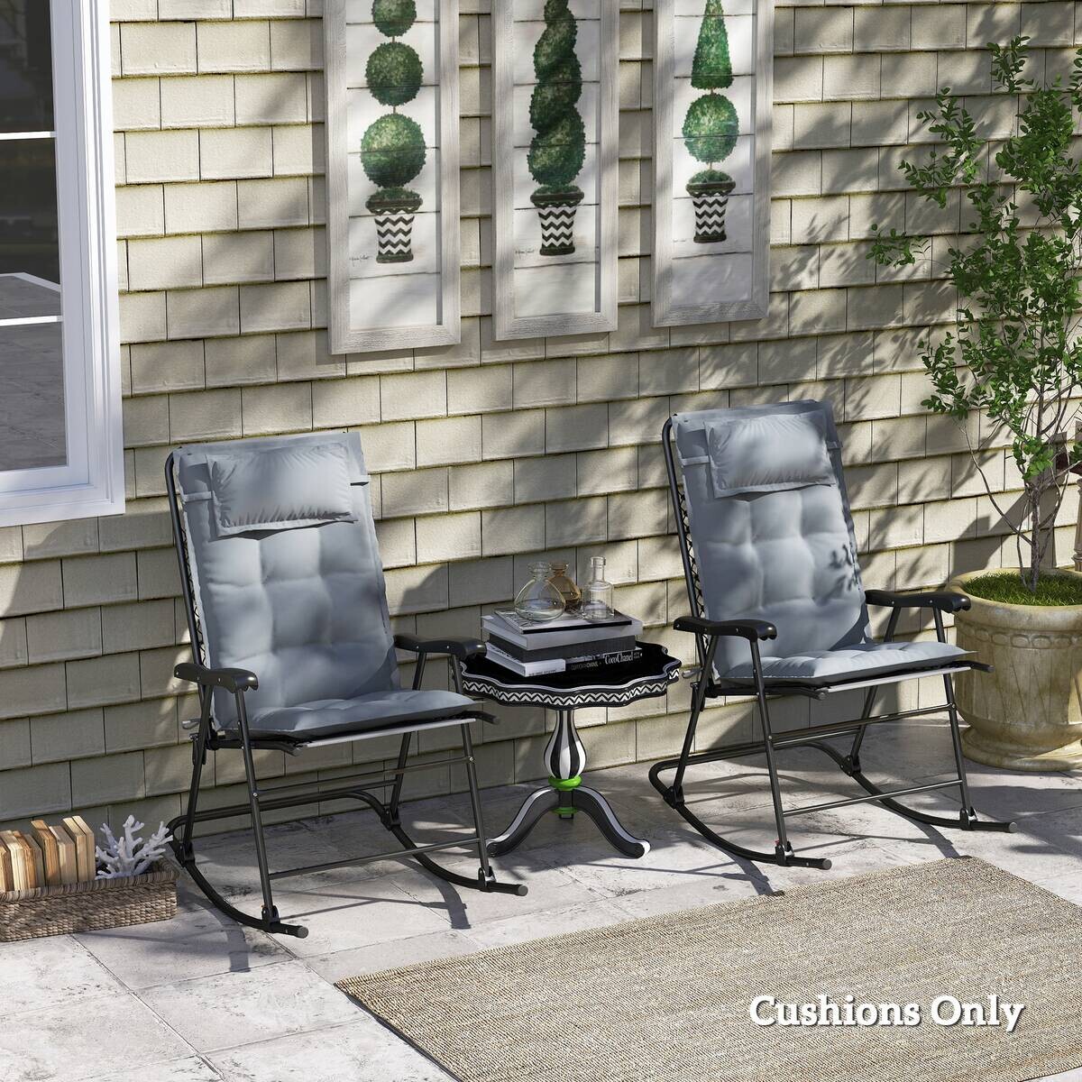 Outsunny Liegenauflage 2er Set hellgrau Polyester B/H/L: ca. 50x5x116 cm