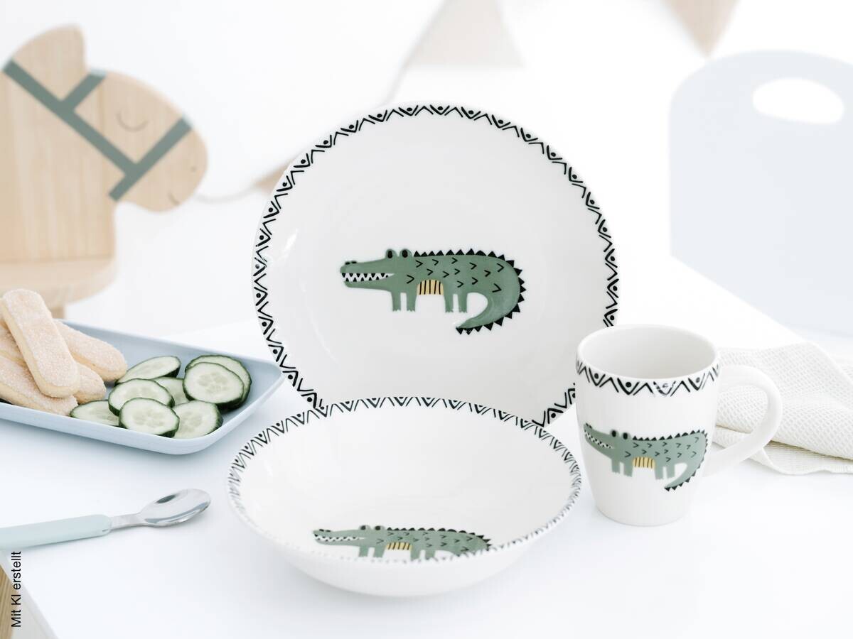 CreaTable Tafelservice Safari bunt Steinzeug 3 tlg.