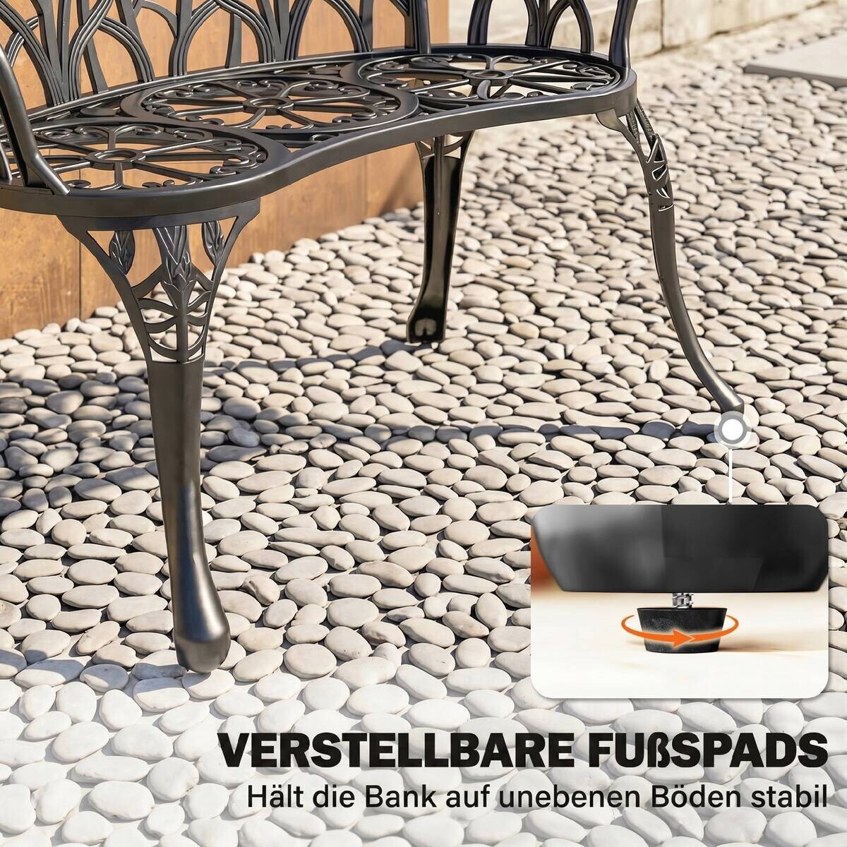 Outsunny Gartenbank schwarz Aluminium B/H/L: ca. 57x78x99 cm