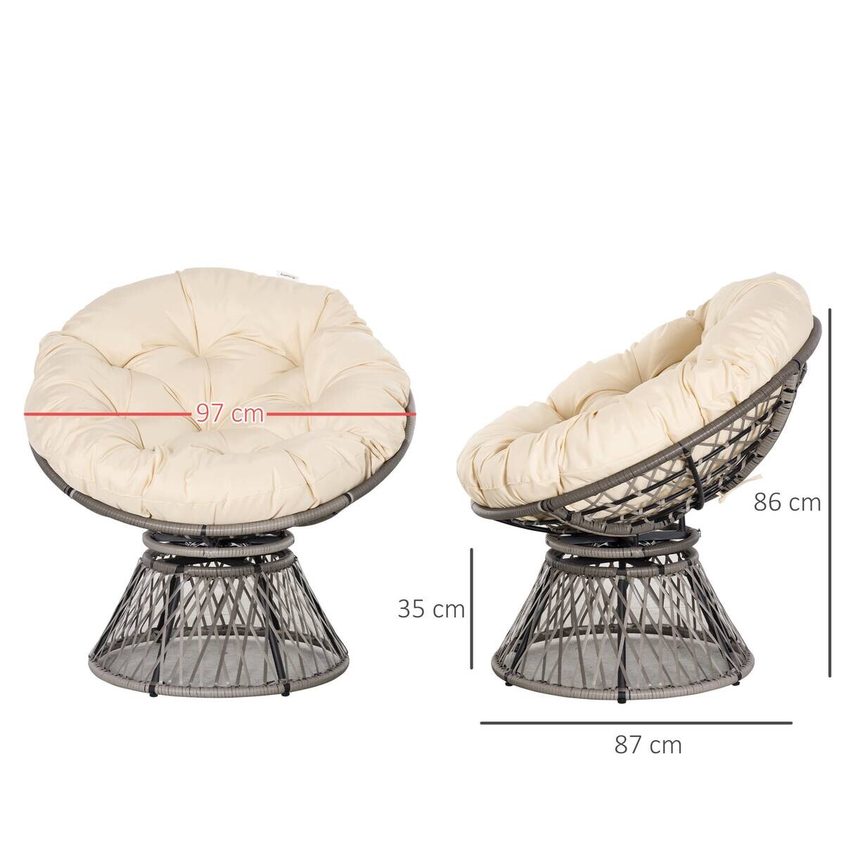 Outsunny Gartensessel beige Polyester B/H/L: ca. 97x87x90 cm