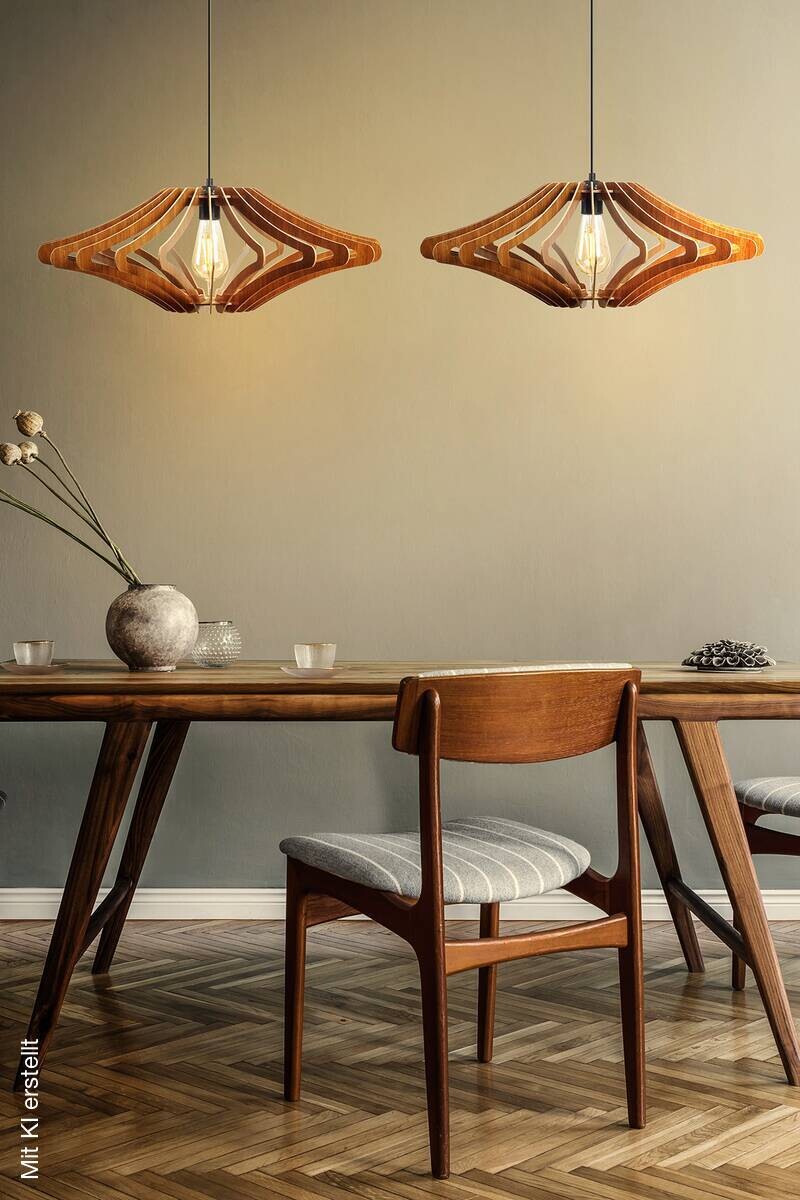Opviq Pendelleuchte nussbaum MDF B/H/L: ca. 47x55x47 cm E27 1 Brennstellen