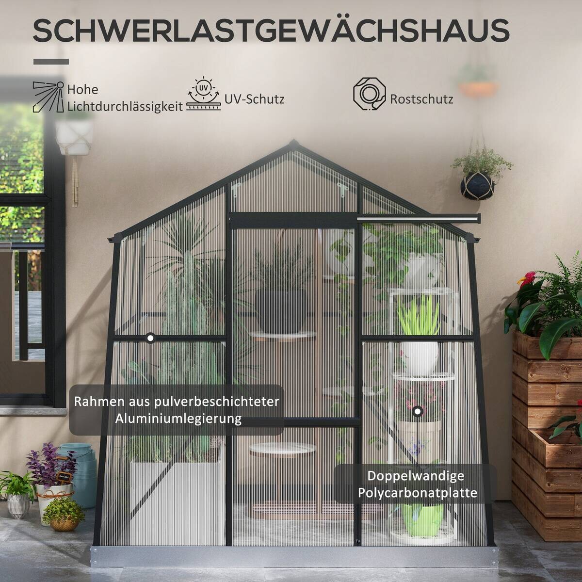 Outsunny Gewächshaus B/H/L: ca. 192x204x192 cm