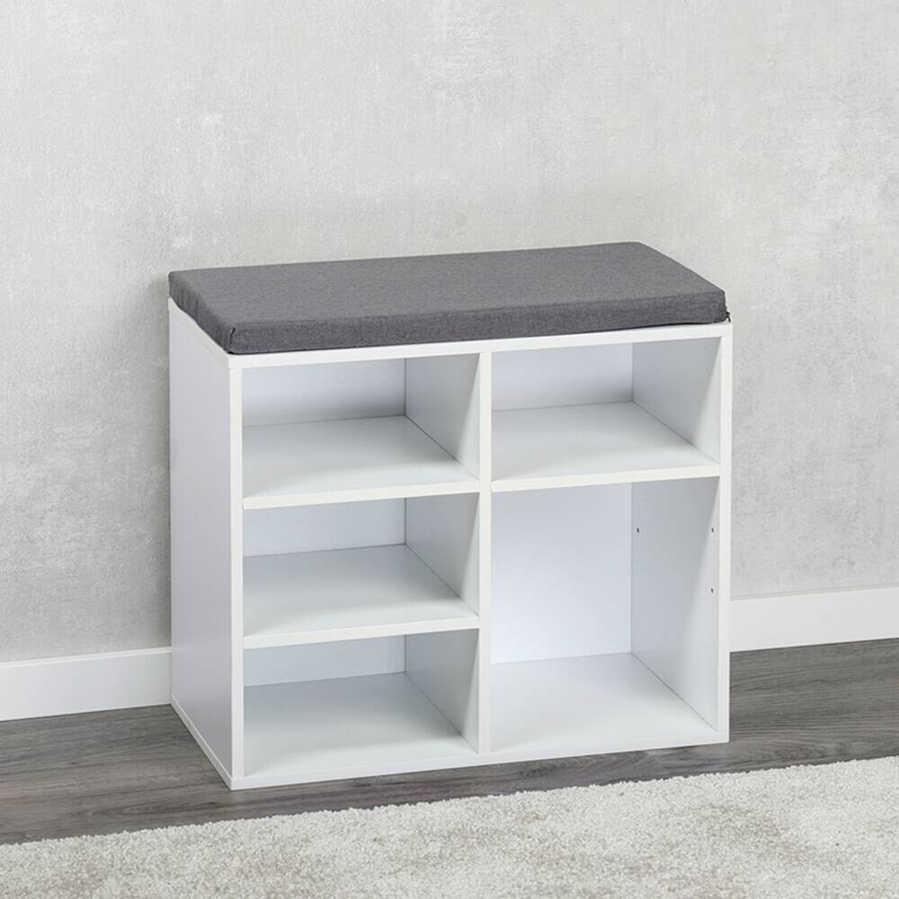 Kesper Schuhschrank mit Sitzkissen weiß Spanplatte B/H/L: ca. 29,5x48x515 cm