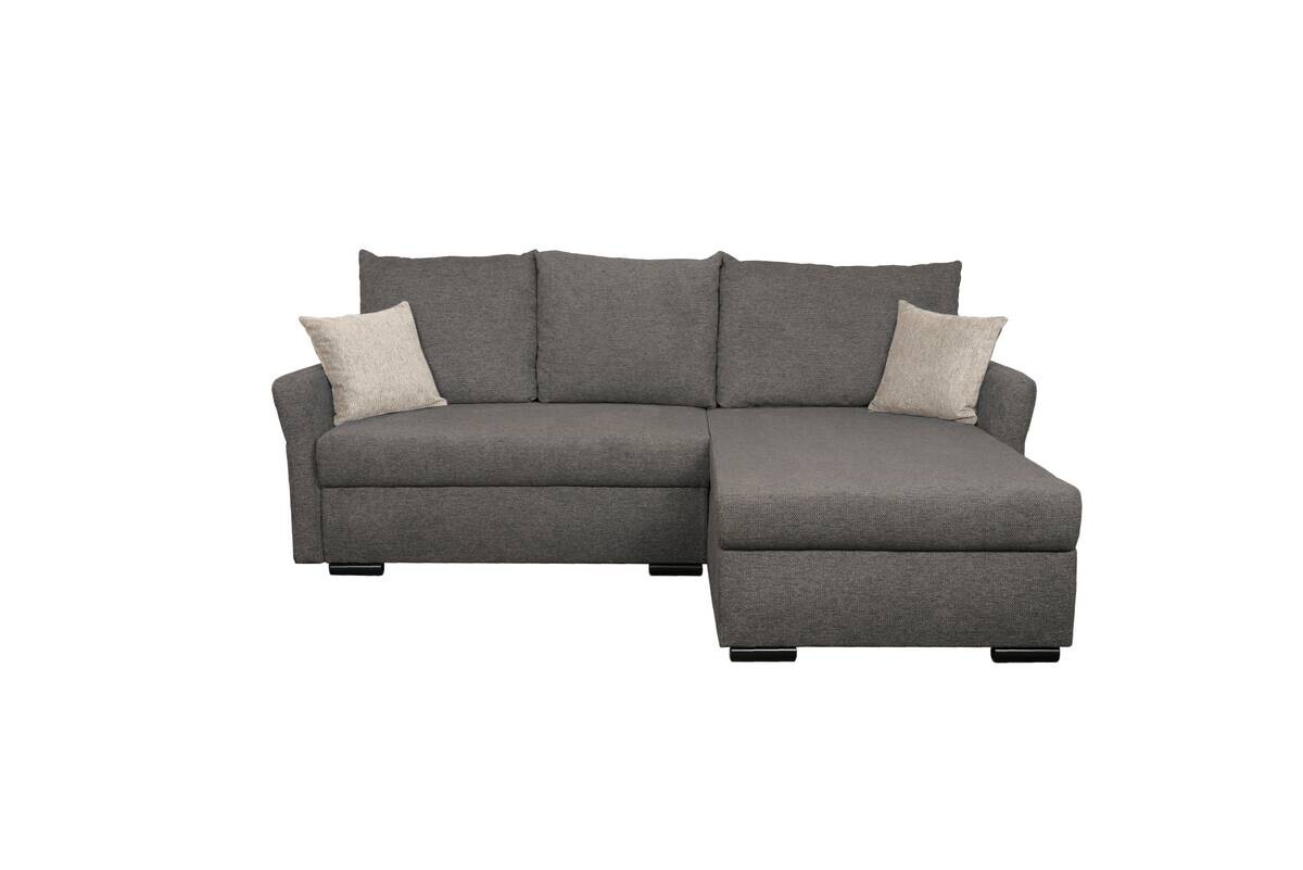 Ecksofa mit Bettfunktion und Bettkasten dunkelgrau Webstoff B/H/T: ca. 218x90x168 cm