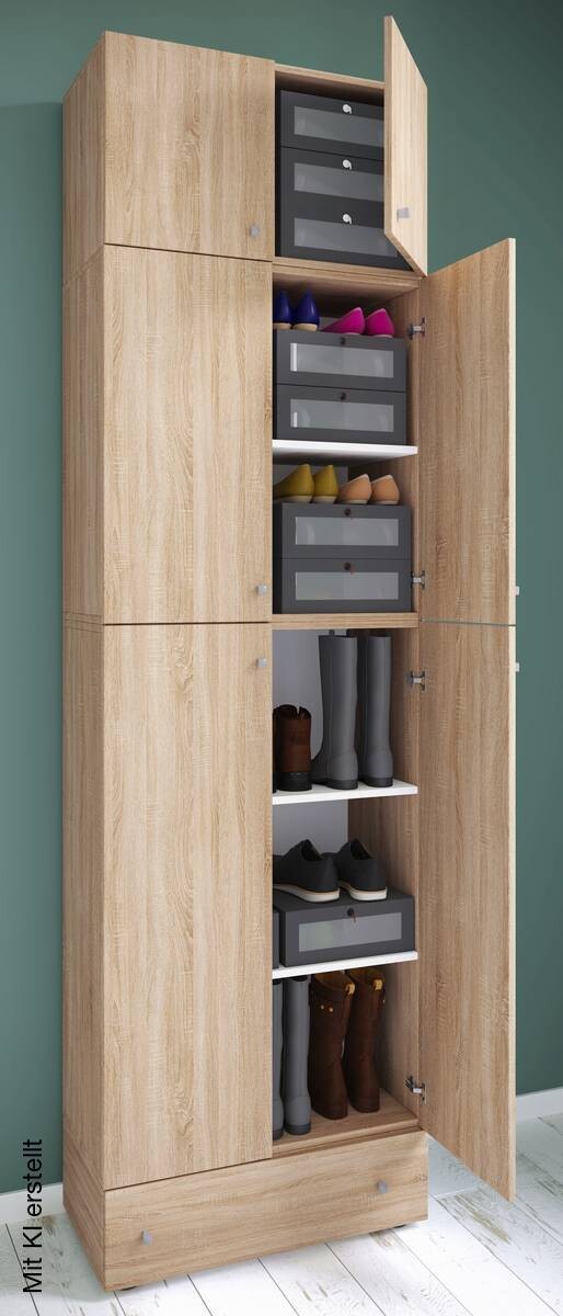 Schuhschrank Lona Eiche Sonoma Nachbildung weiß B/H/T: ca. 70x240x39 cm