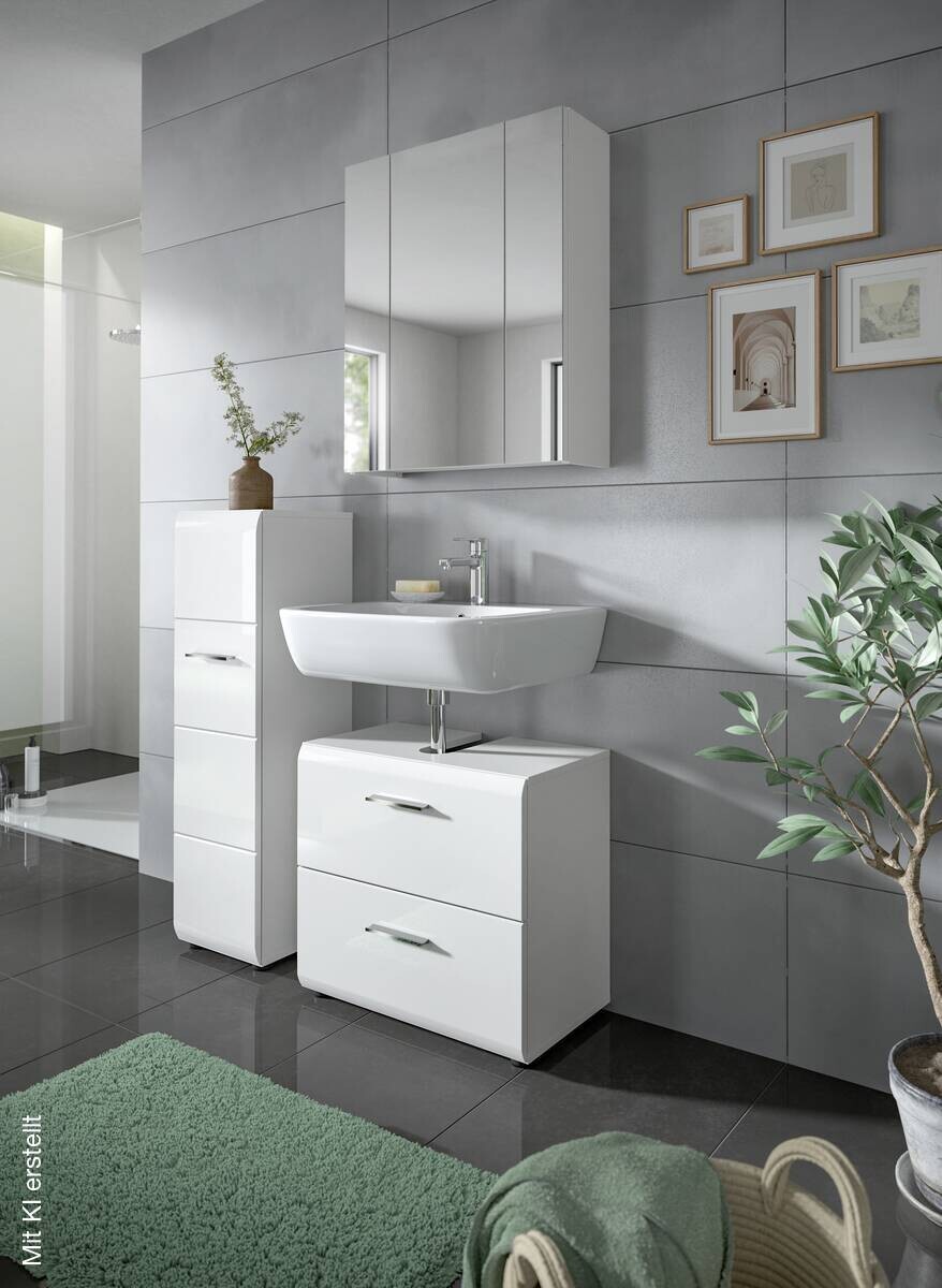 Badezimmer-Set Ice weiß weiß Hochglanz B/H/T: ca. 105x185x30 cm