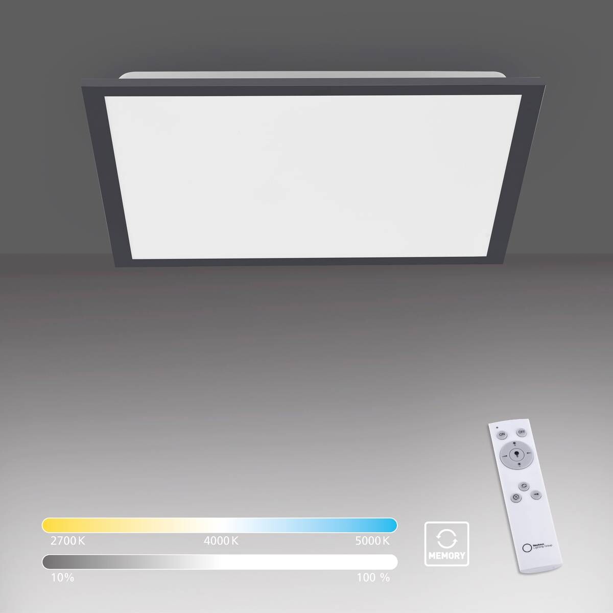 Just Light LED-Deckenpanel FLAT 14755-18 schwarz weiß Kunststoff Metall B/H/T: ca. 44,5x7x44,5 cm 1 Brennstellen