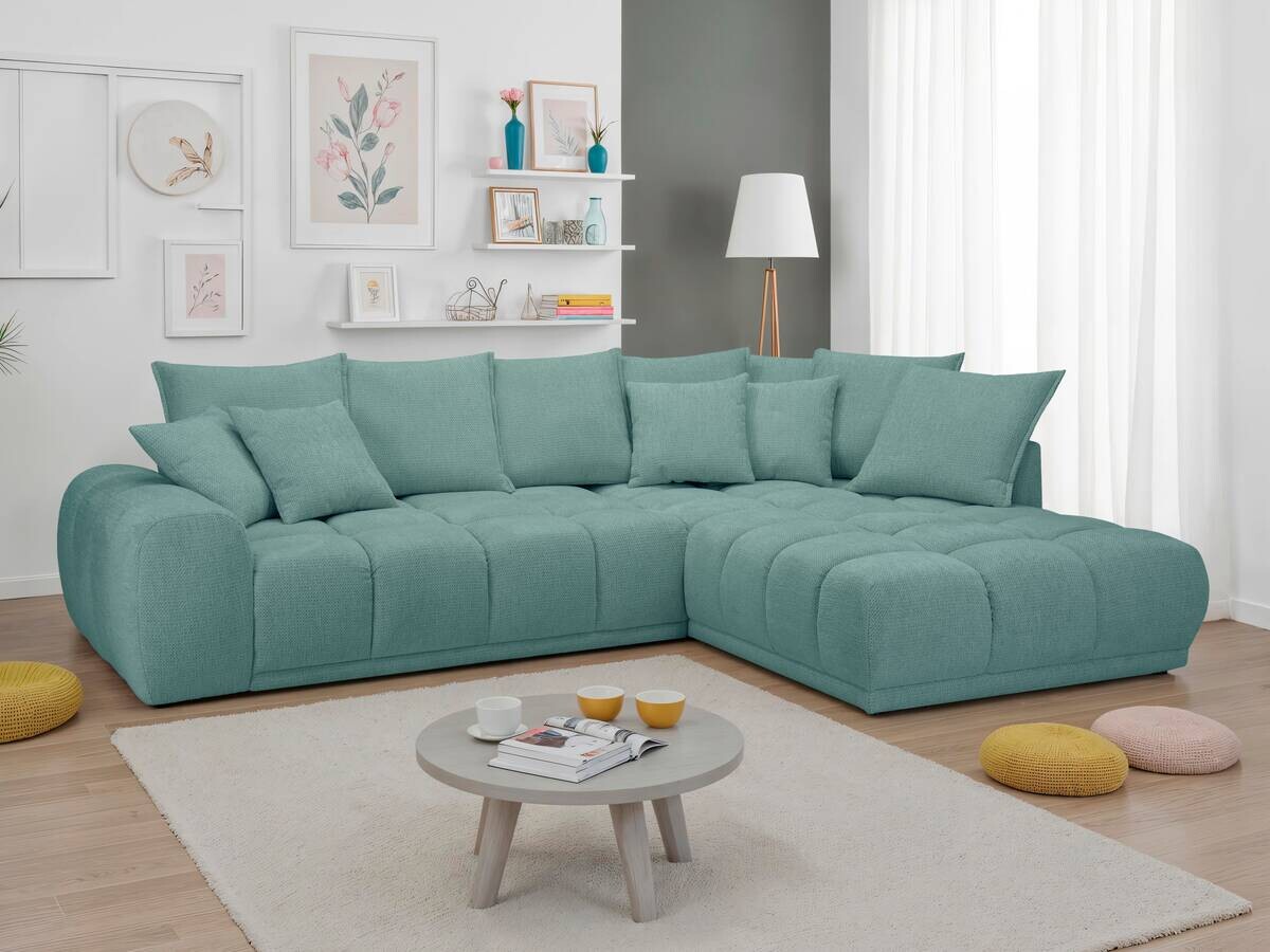 Ecksofa blaugrau Microfaser B/H/T: ca. 312x97x229 cm