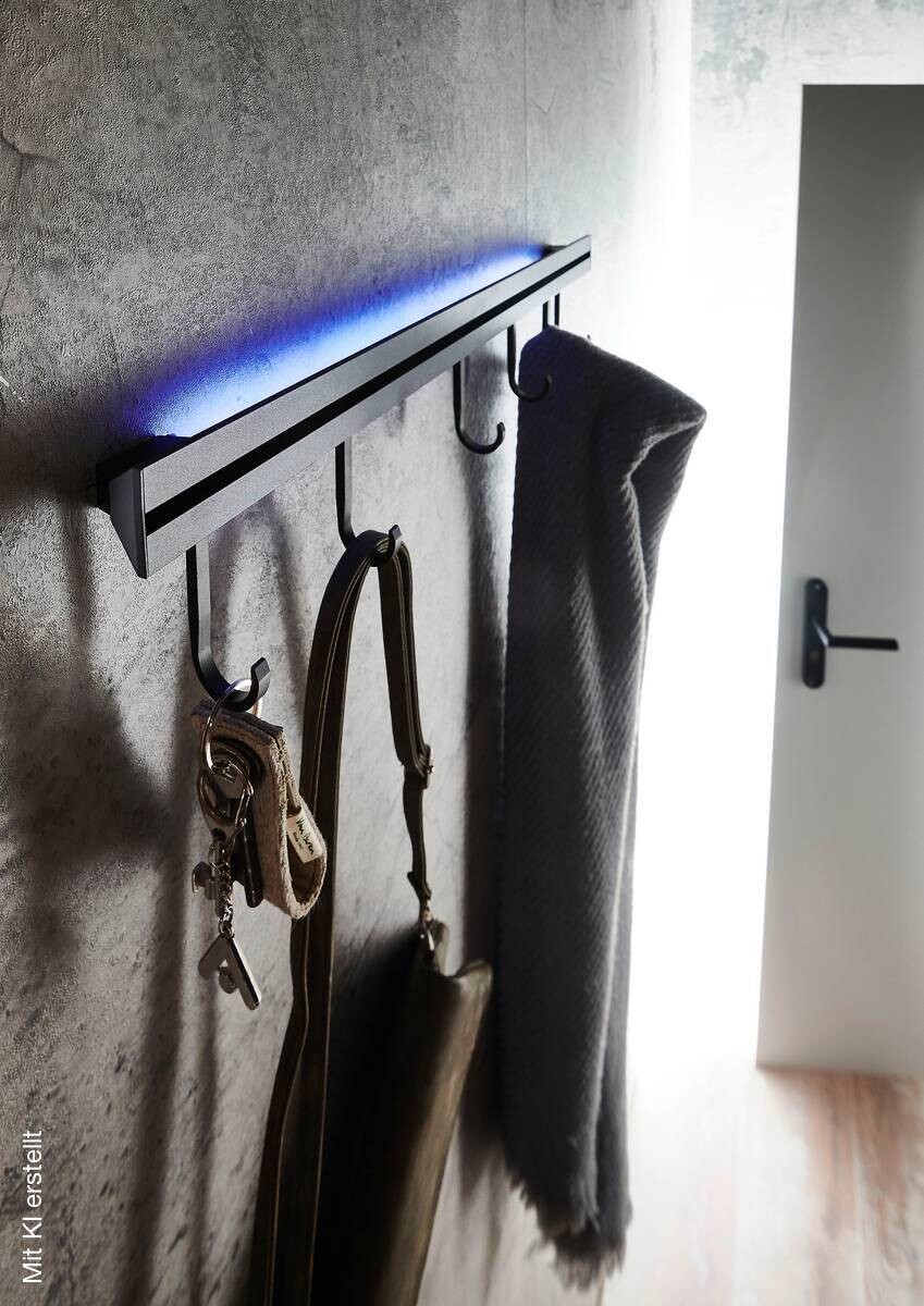 Wandgarderobe Frida schwarz B/H/T: ca. 60x8x6 cm