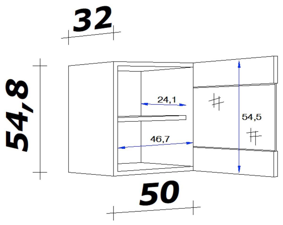 Glashängeschrank Samoa weiß Eiche Nachbildung B/H/T: ca. 50x54,8x32 cm