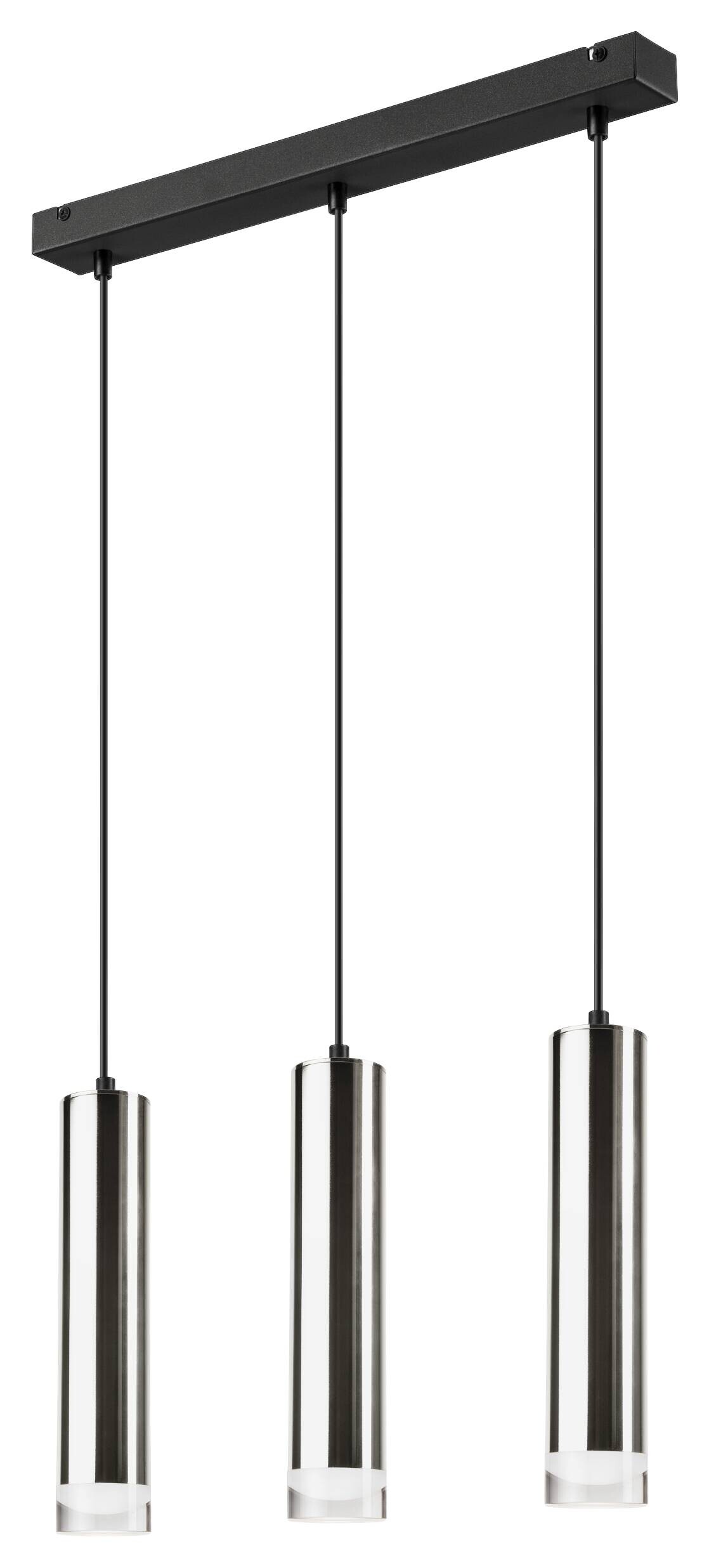 Lamkur Pendelleuchte schwarz Stahl B/H/L: ca. 8x90x50 cm E27 3 Brennstellen