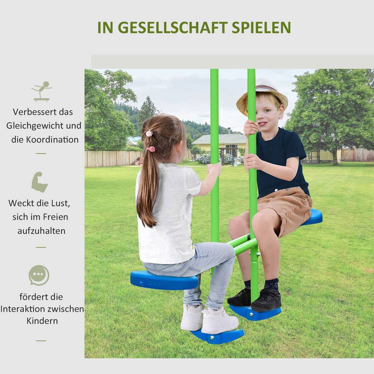Outsunny Kinderschaukel grün B/H/L: ca. 140x178x280 cm