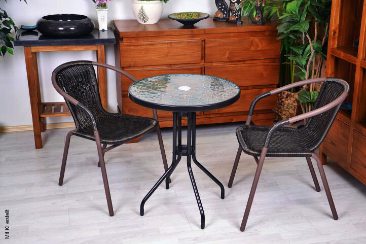 VCM Bistrostuhl dunkelbraun Polyrattan B/H/L: ca. 53x60x73 cm