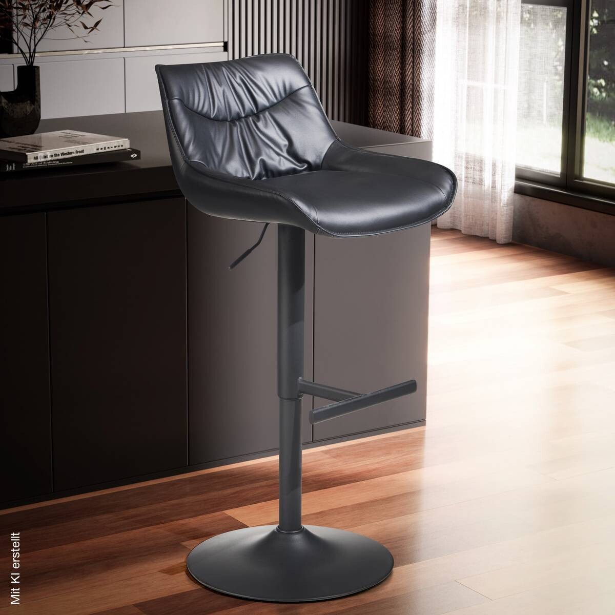 Barhocker schwarz Kunstleder B/H/T: ca. 45x106x55 cm