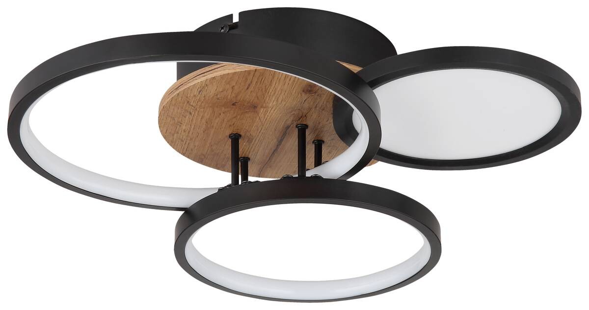 GLOBO Deckenleuchte SID 67273-30 schwarz Opal braun Metall Kunststoff MDF B/H/L: ca. 38x10,5x40 cm