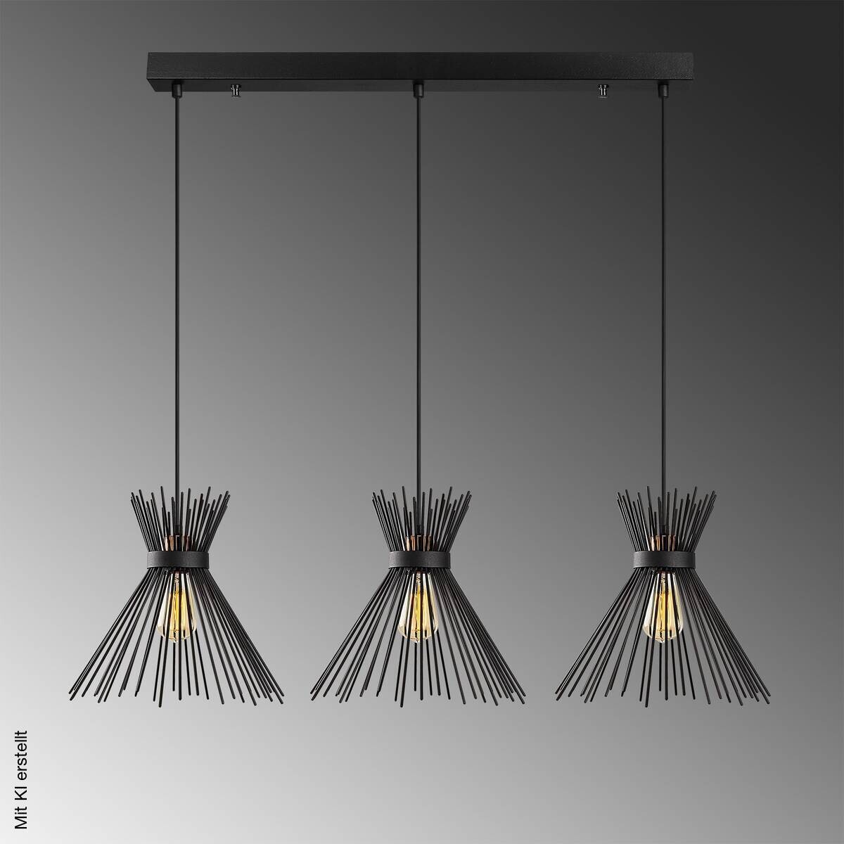 Opviq Pendelleuchte Kirpi schwarz B/H/T/L: ca. 104x129x34x104 cm E27 3 Brennstellen