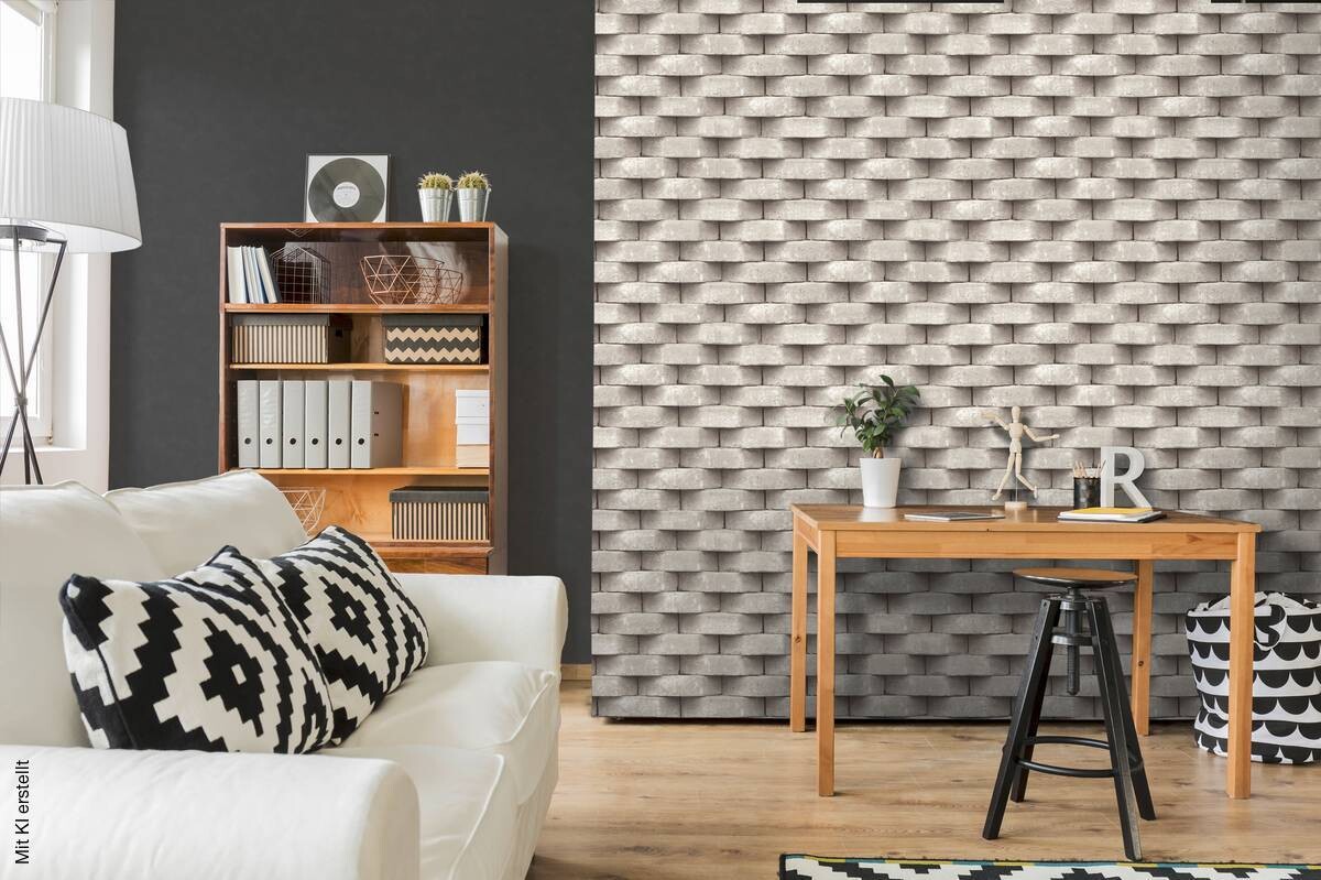 Vliestapete Steinoptik beige grau B/L: ca. 53x1005 cm