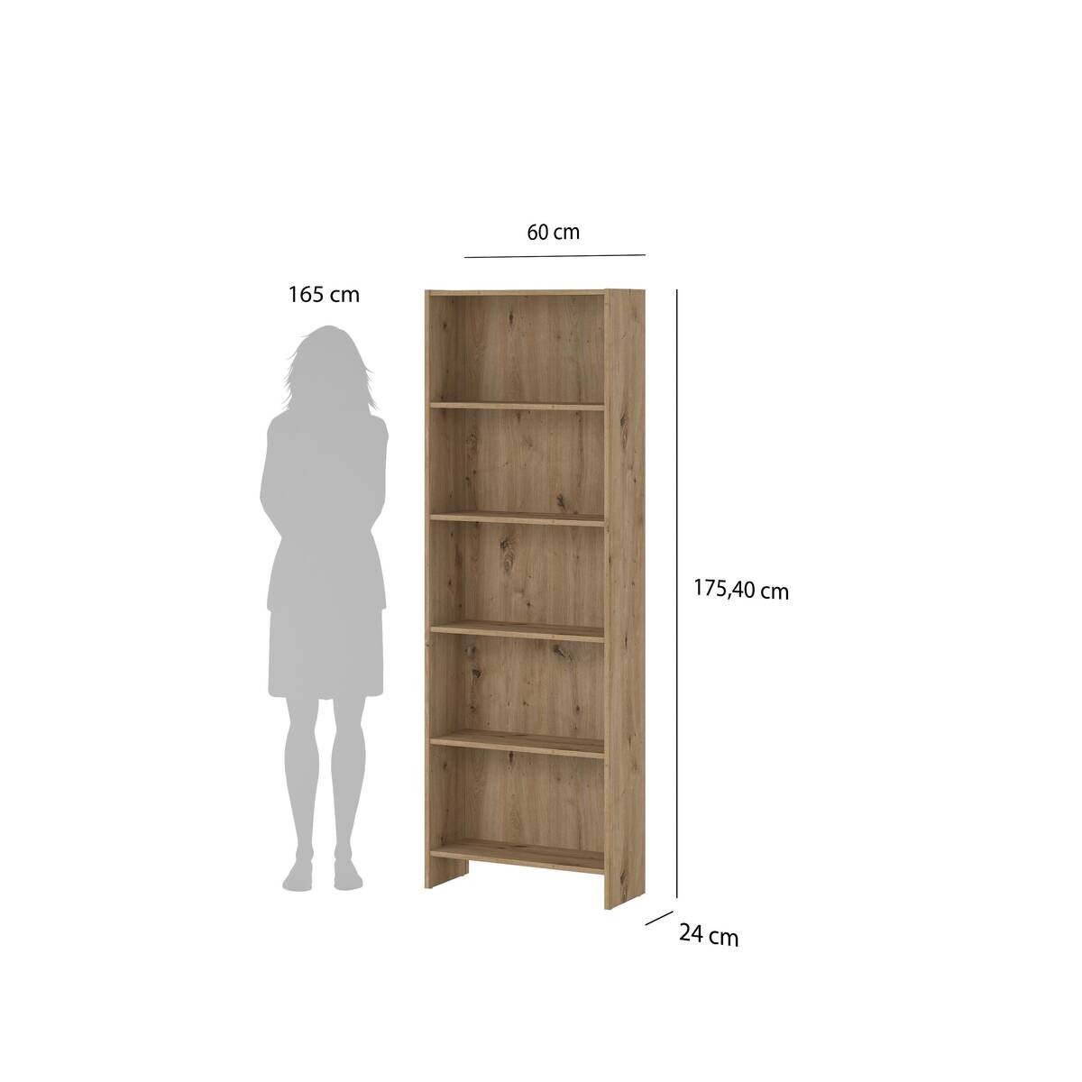 Regal Mara Eiche Artisan Nachbildung B/H/T: ca. 60x176x24 cm