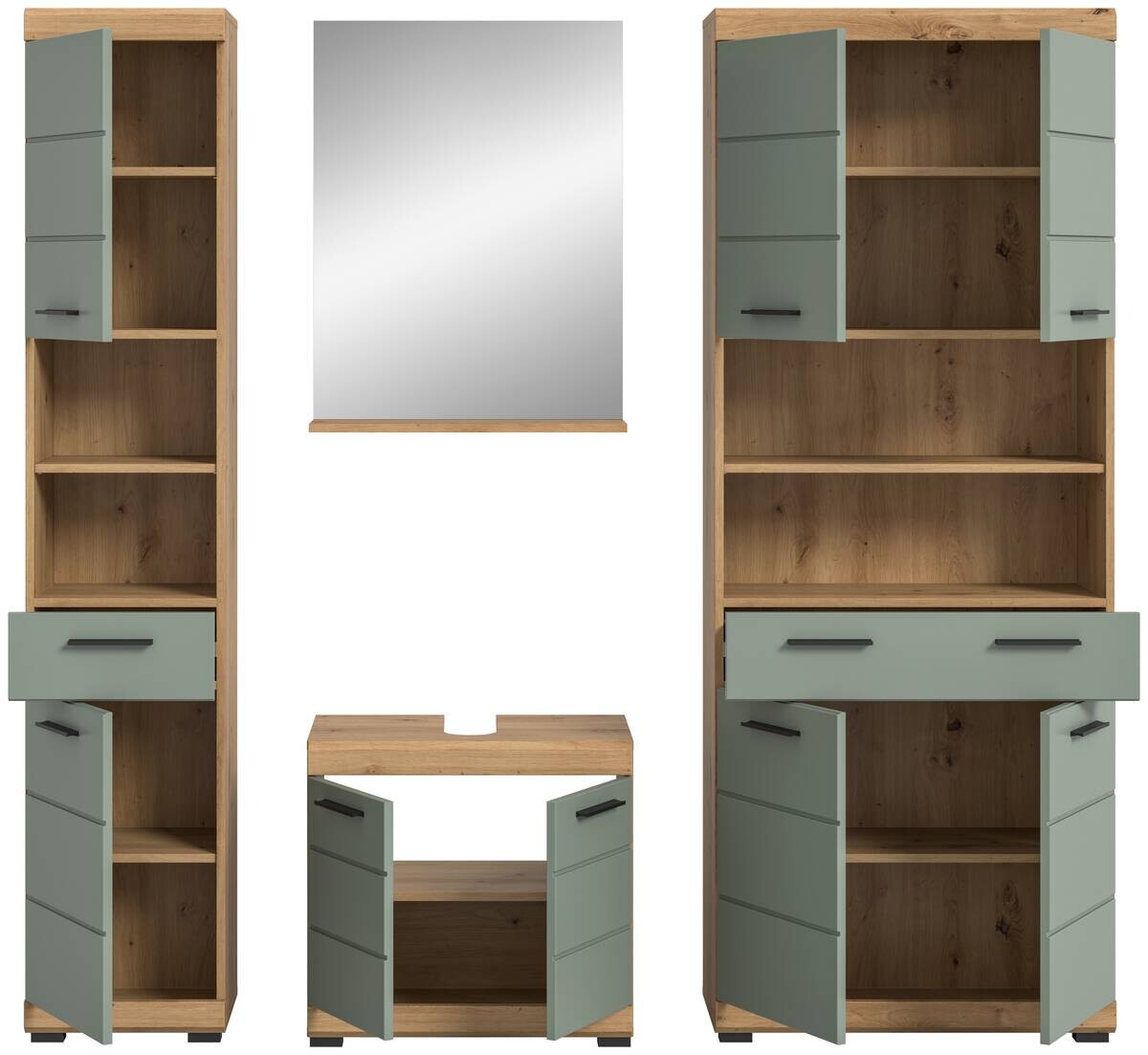 Badezimmer-Set Scout Eiche Artisan Nachbildung salbei Nachbildung B/H/T: ca. 186x191x34 cm