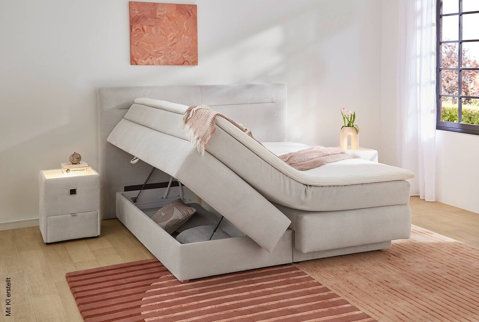 Boxspringbett hellgrau Liegefläche B/L: ca. 180x200 cm
