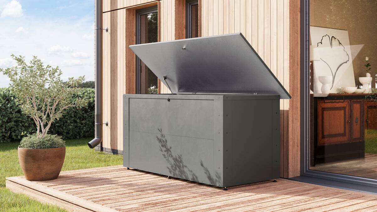 Karibu Metallbox Kailua 1 grau Metall B/H/T: ca. 134x71x62 cm