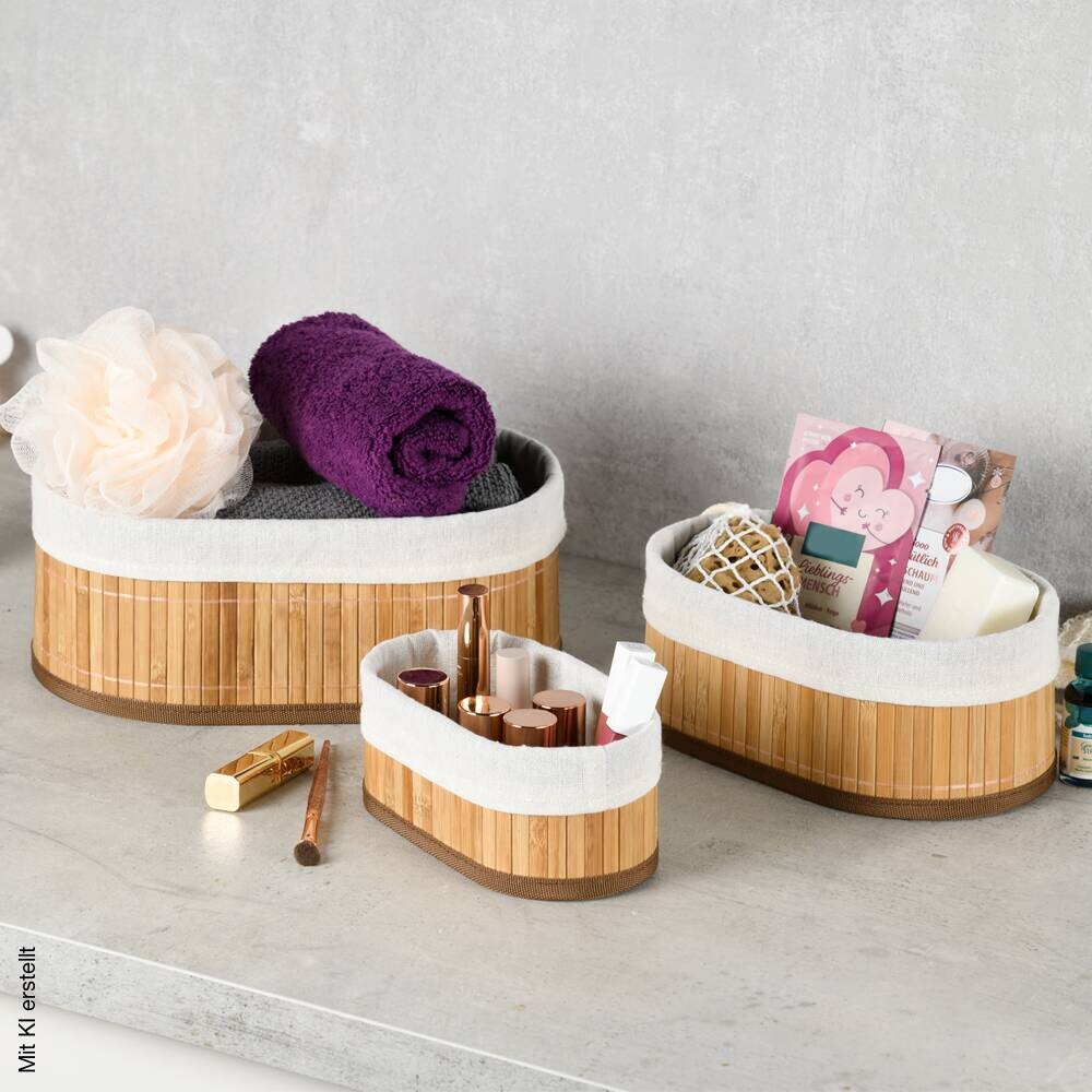 Kesper Bambus Körbchen 3er Set braun B/H/L: ca. 12x20x30 cm
