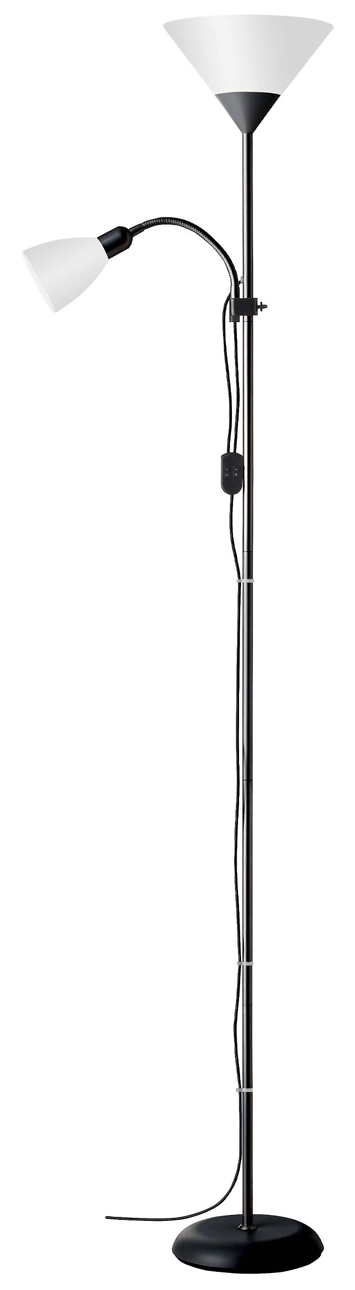 Brilliant Stehlampe Spari 93008/76 schwarz weiß Aluminium Kunststoff B/H/T/D: ca. 25x180x41x25 cm E27 1 Brennstellen