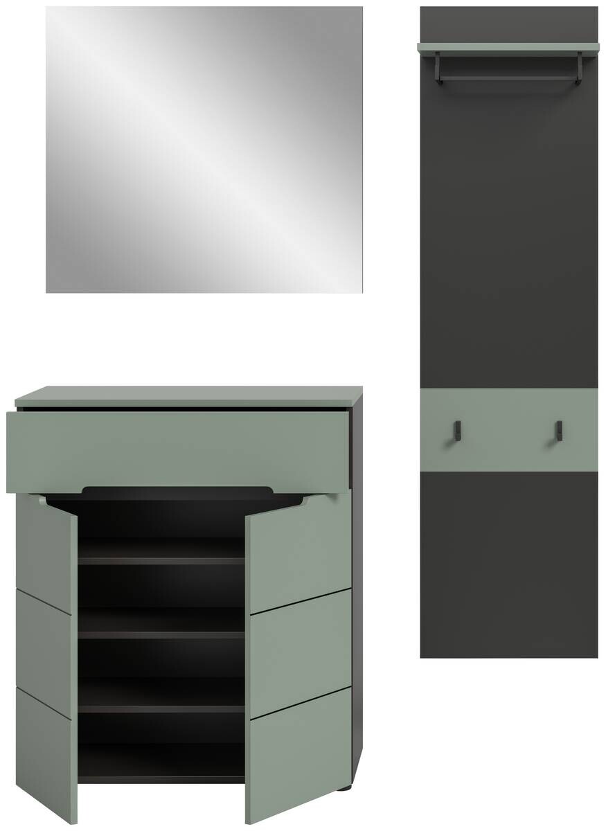 Garderobe Canu grün basaltgrau Nachbildung B/H/T: ca. 140x190x37 cm