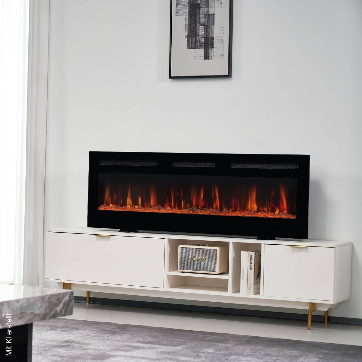 KAMINIO Elektrischer-Kamin MARLON schwarz Metall B/H/T: ca. 106,6x46,6x11,9 cm ca. 1800 W