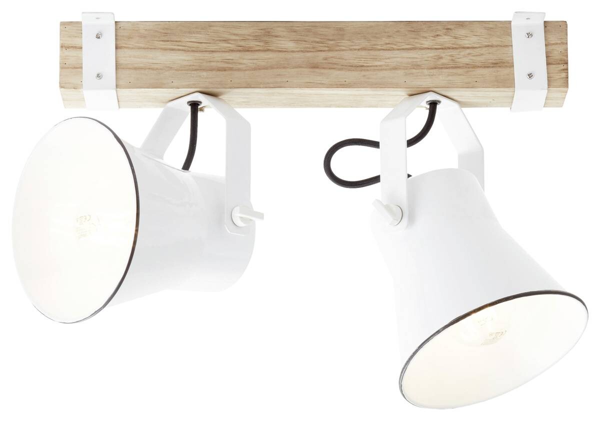 Brilliant Spotbalken Plow weiß natur Metall Holz B/H/T: ca. 40x24x17 cm E27 2 Brennstellen