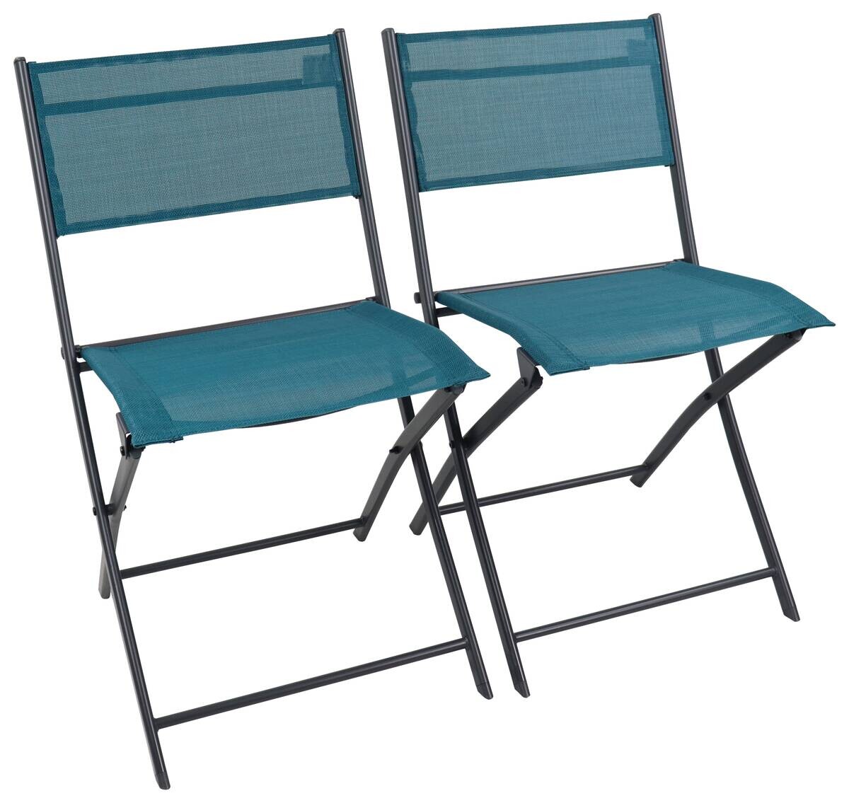 VCM Gartenstuhl 2er Set blau Stahl B/H/L: ca. 45x79x46 cm