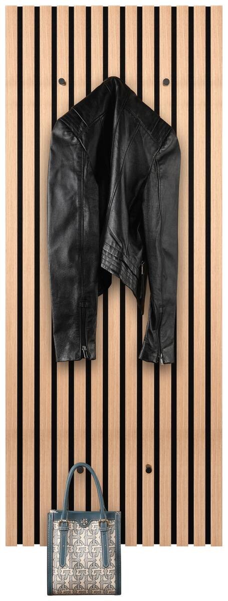 Wandgarderobe Grace Eiche Artisan Nachbildung schwarz B/H/T: ca. 50x125x7 cm