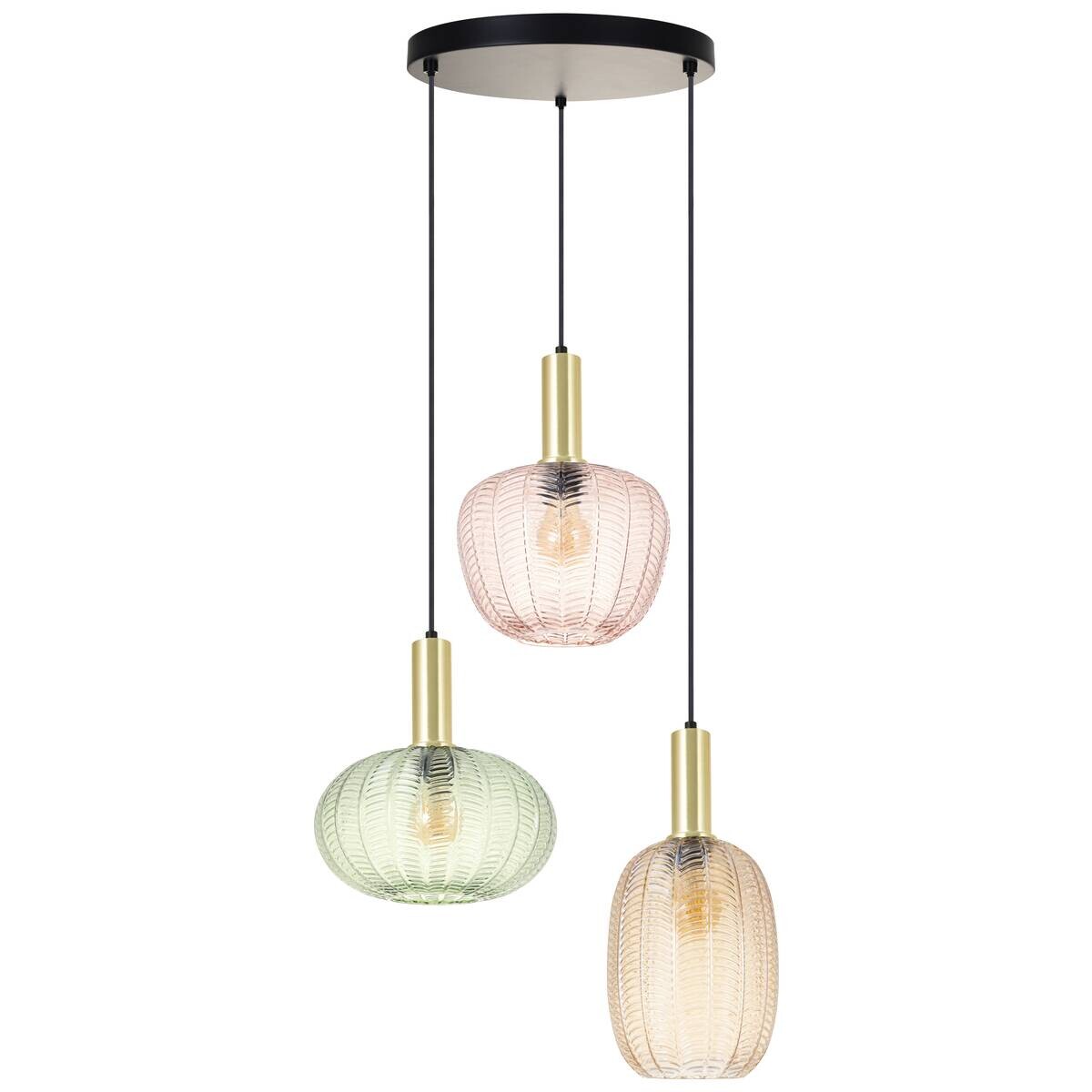 Pendelleuchte bunt Glas H/D: ca. 120x45 cm E27 3 Brennstellen