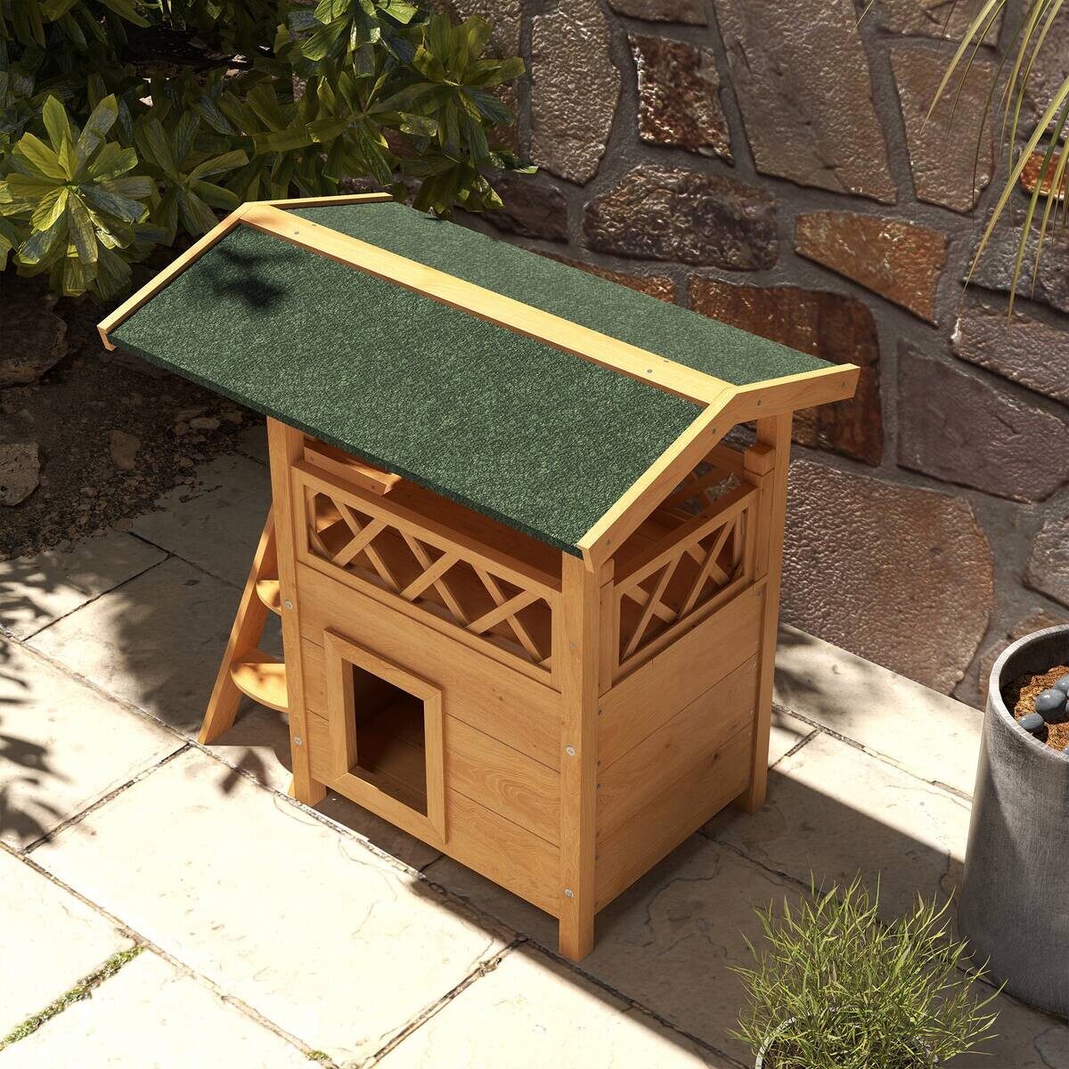 PawHut Katzen-Zubehör grün Edelstahl B/H/L: ca. 50x77x73 cm
