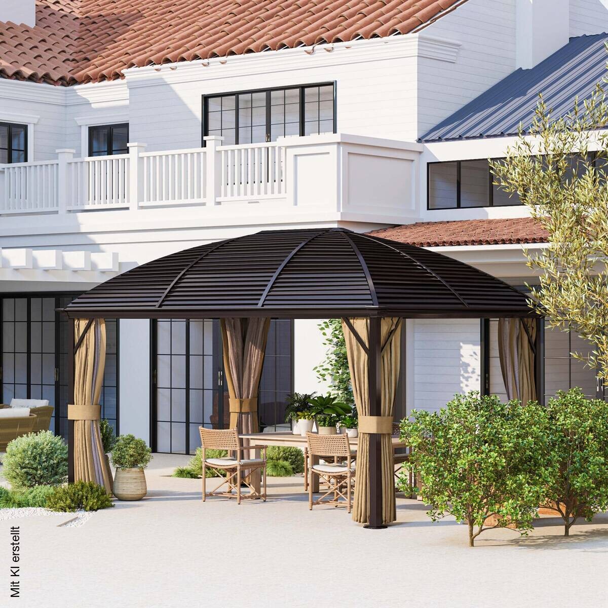 Outsunny Pavillon braun Aluminium B/H/L: ca. 298x280x398 cm
