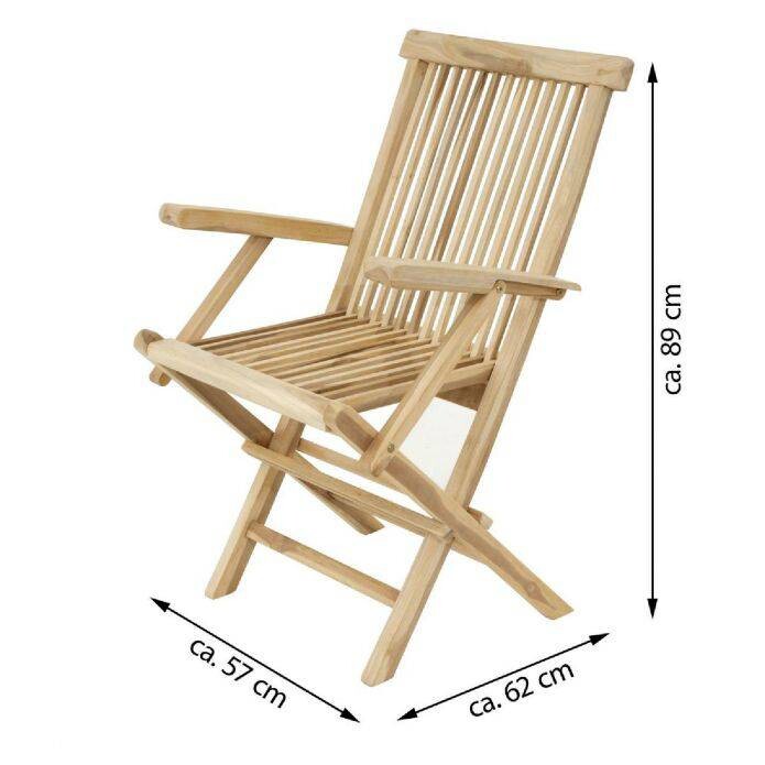 VCM Gartenstuhl 2er Set hellbraun Teakholz B/H/T: ca. 57x89x62 cm