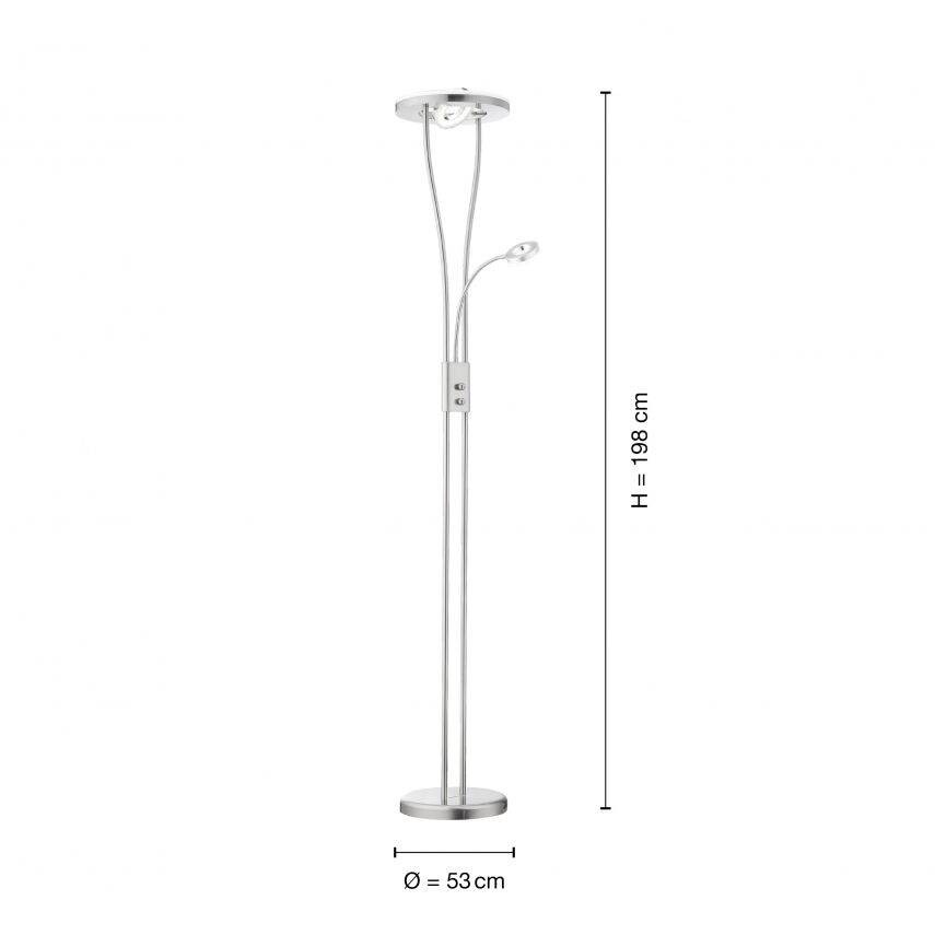 Just Light Stehlampe 11778-55 silberweiß Metall Kunststoff H/D: ca. 188x29 cm 2 Brennstellen