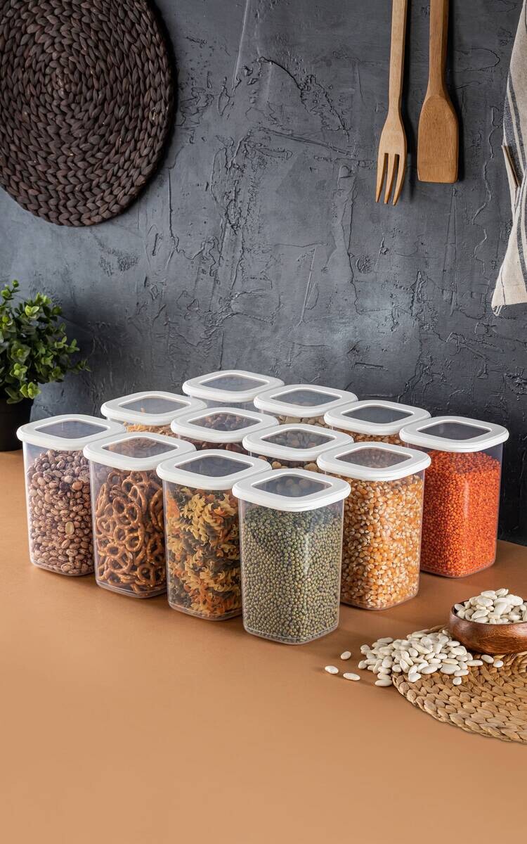 HermiaConcept Vorratsdosenset 12-tlg. weiß B/H/T/L/D: ca. 10x16,5x10x10x10 cm