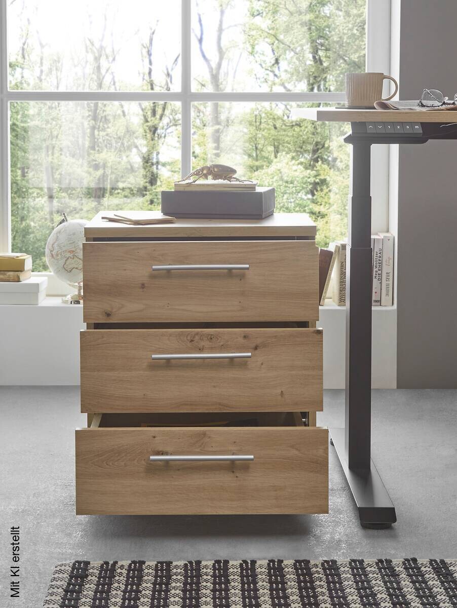 Rollcontainer Ben Eiche Artisan Nachbildung B/H/T: ca. 40x56x39 cm